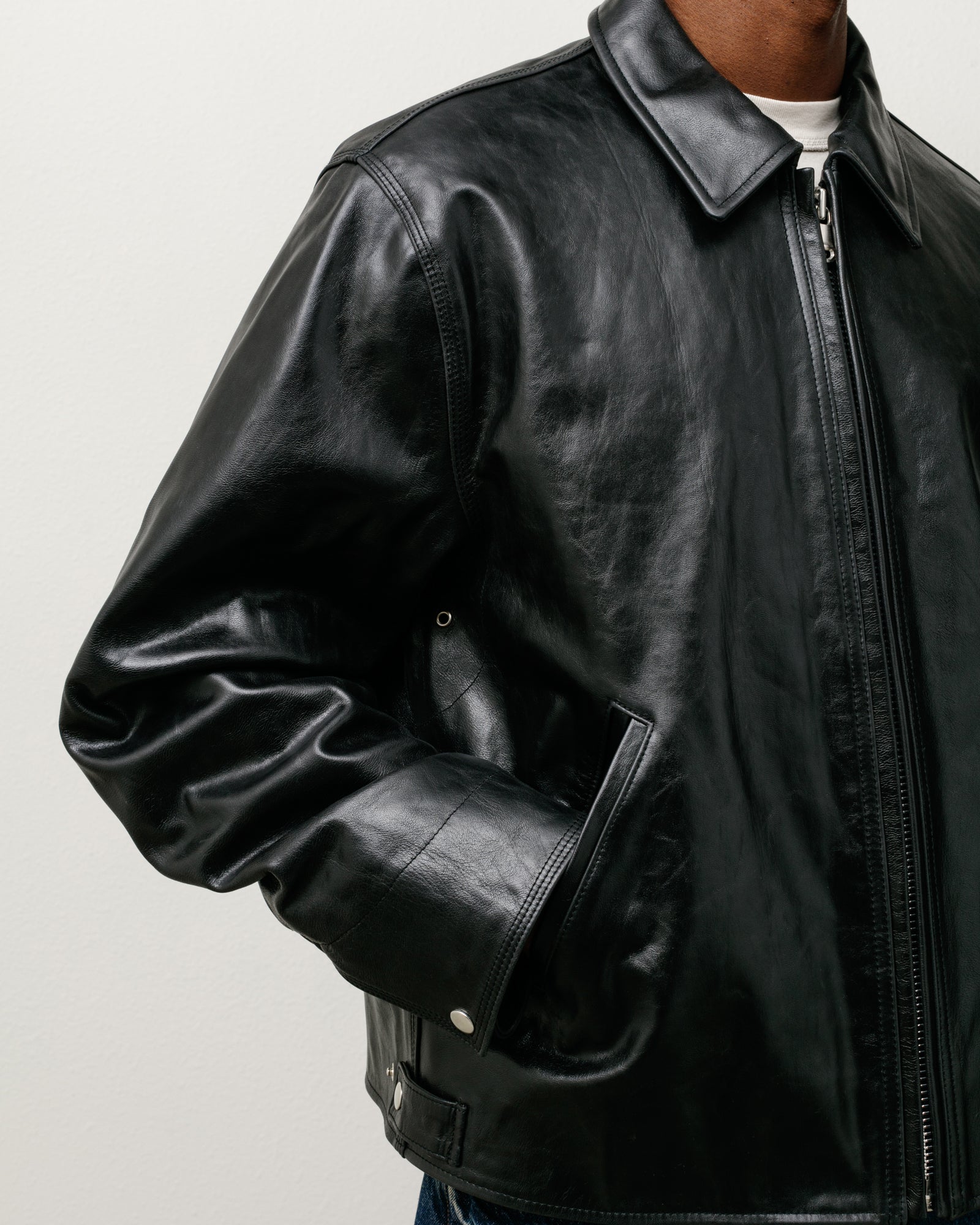 Garage Jacket Leather – Black | Outerwear | Stüssy UK