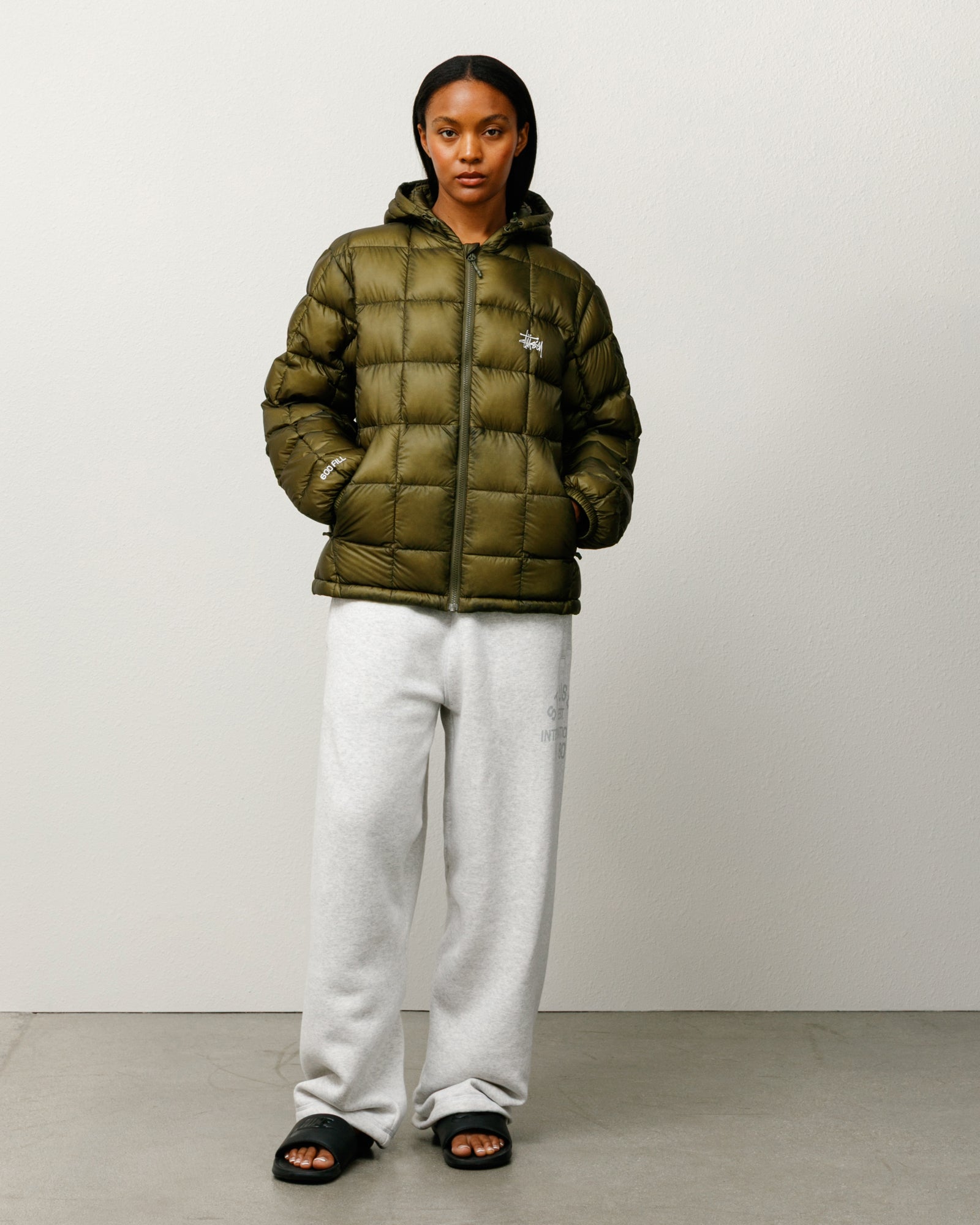 Midweight Hooded Puffer - Olive | Outerwear | Stüssy UK