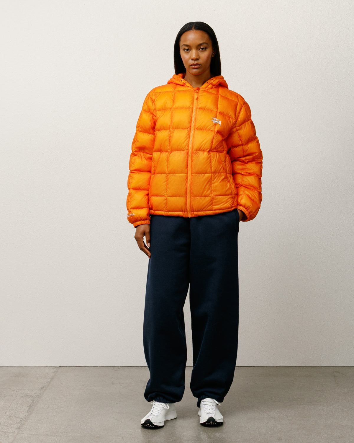 Midweight Hooded Puffer Unisex Long Sleeve In Orange