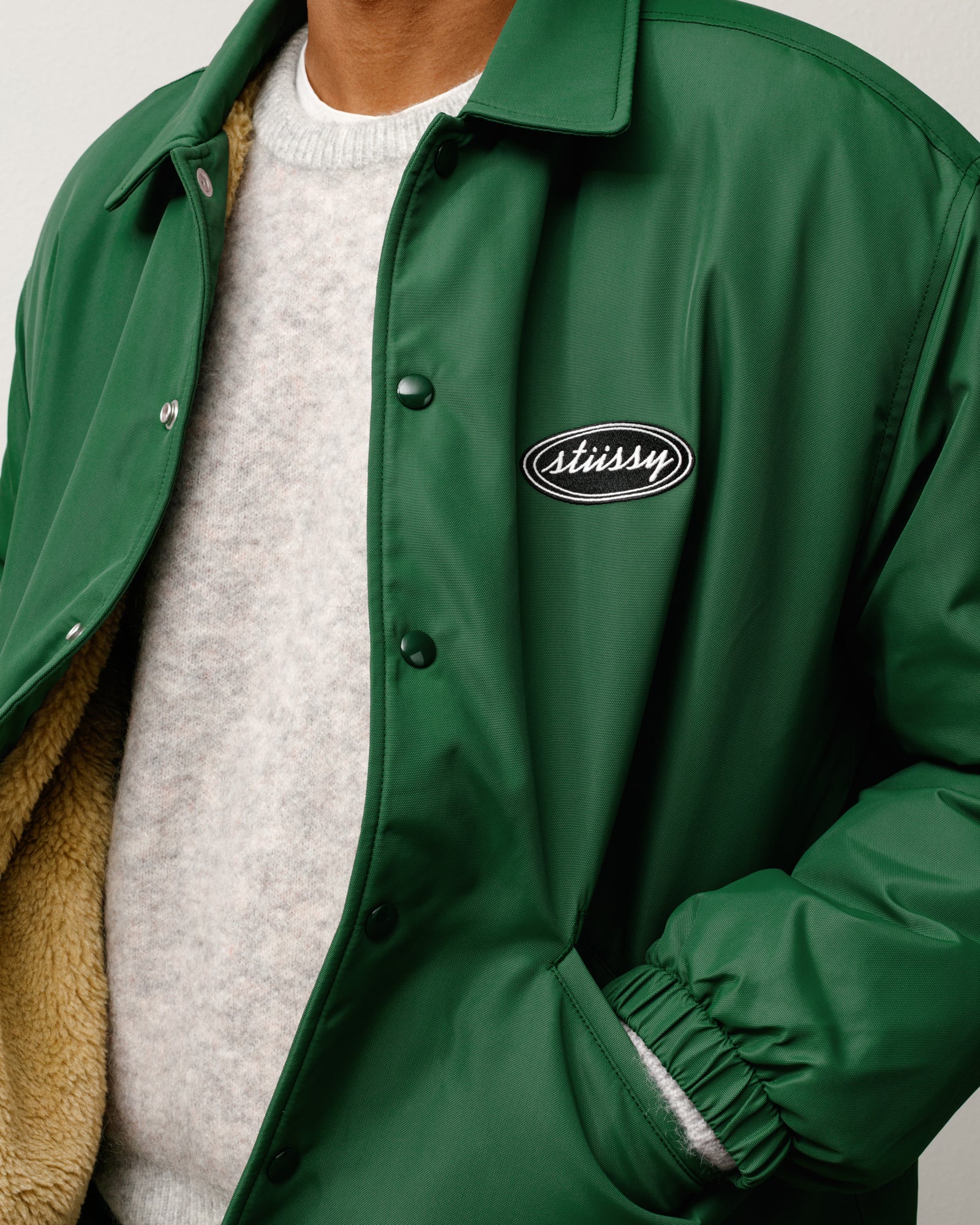 Coaches Jacket Mens Long Sleeve In Green