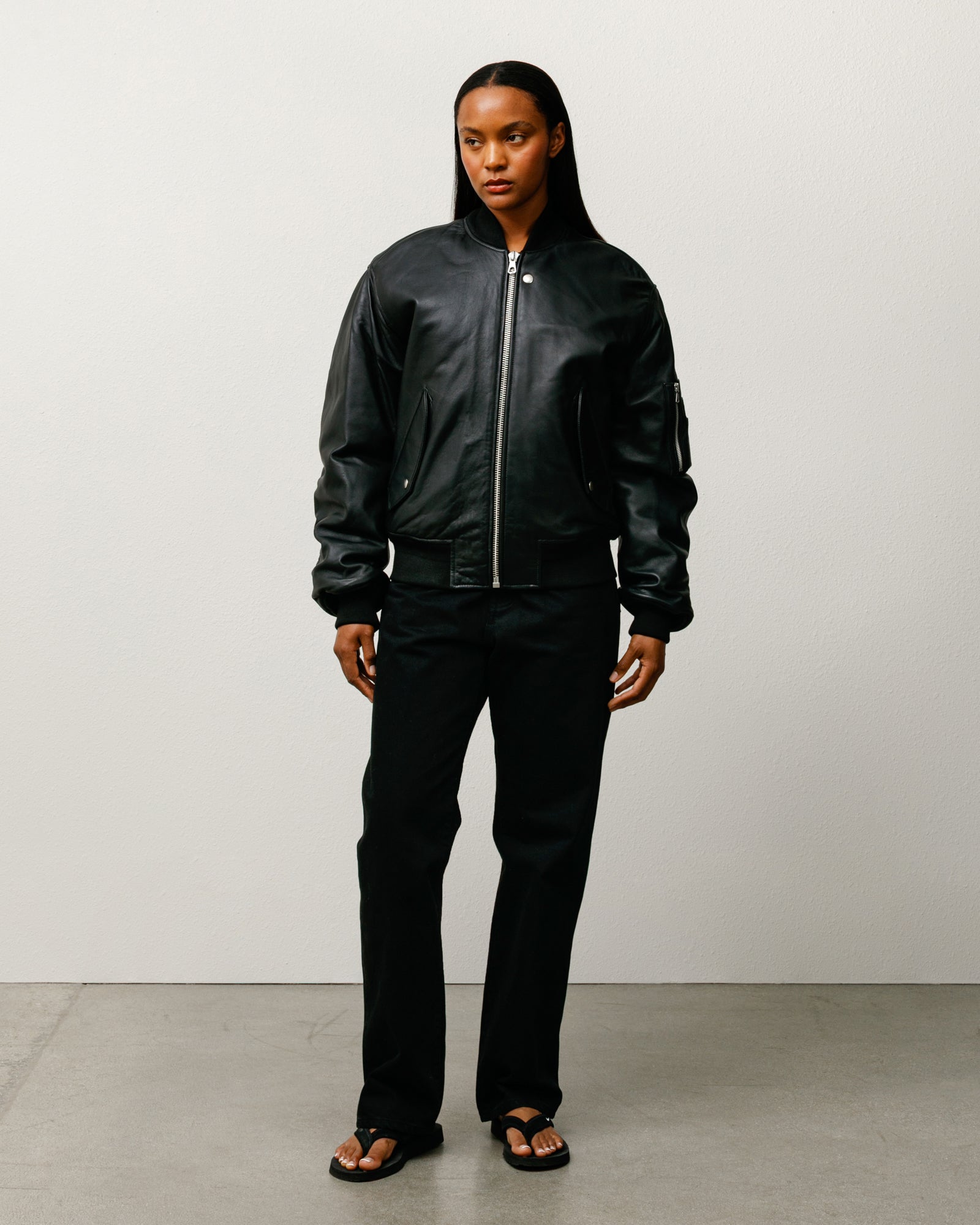 Leather Built Bomber – Black | Outerwear | Stüssy UK