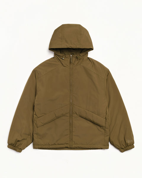 Insulated Hooded Jacket Mens Long Sleeve In Olive
