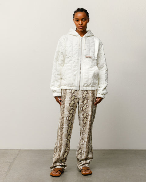 Quilted Canvas Work Jacket Mens Long Sleeve In Bone