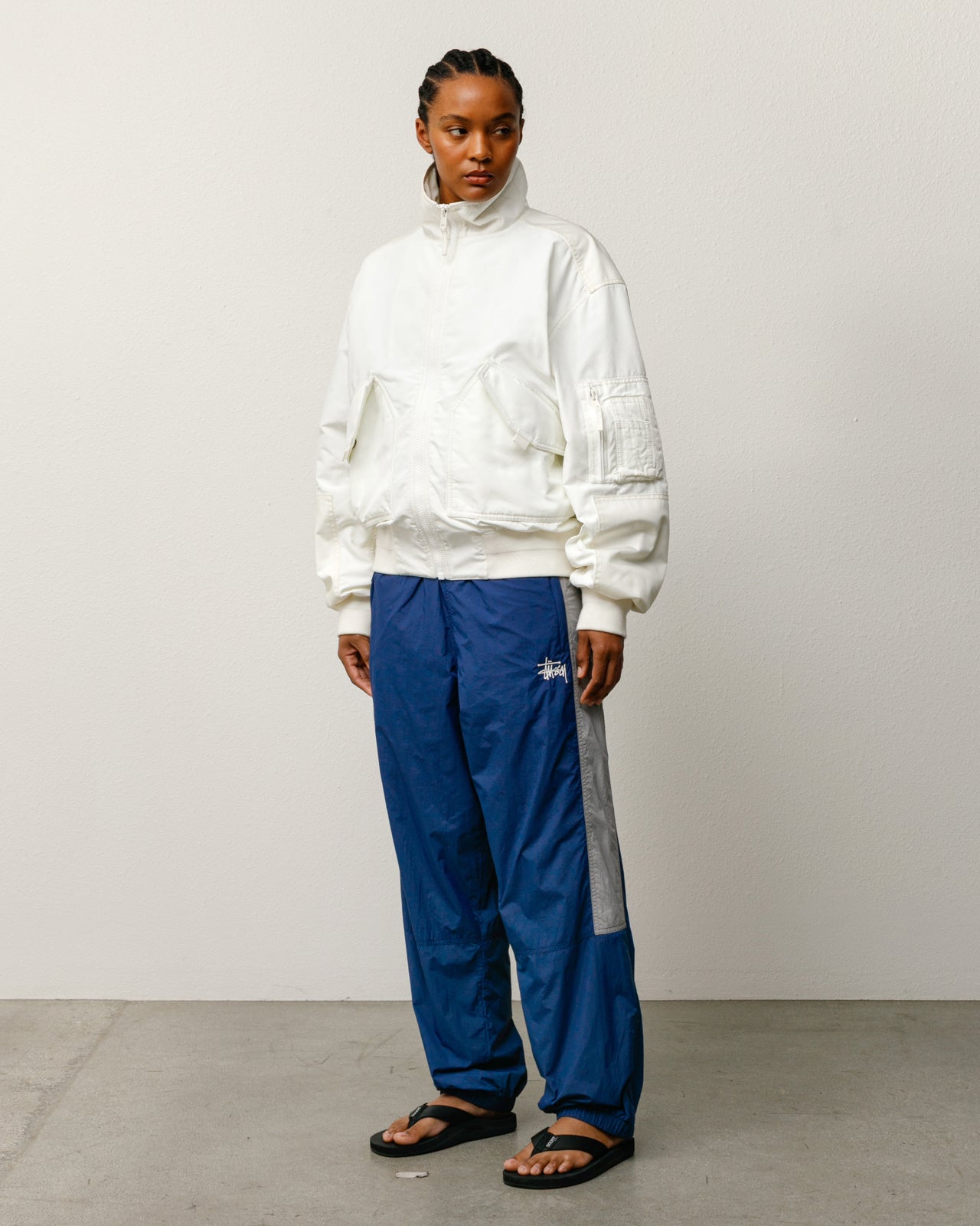 Mock Neck Flight Bomber – White | Outerwear | Stüssy UK