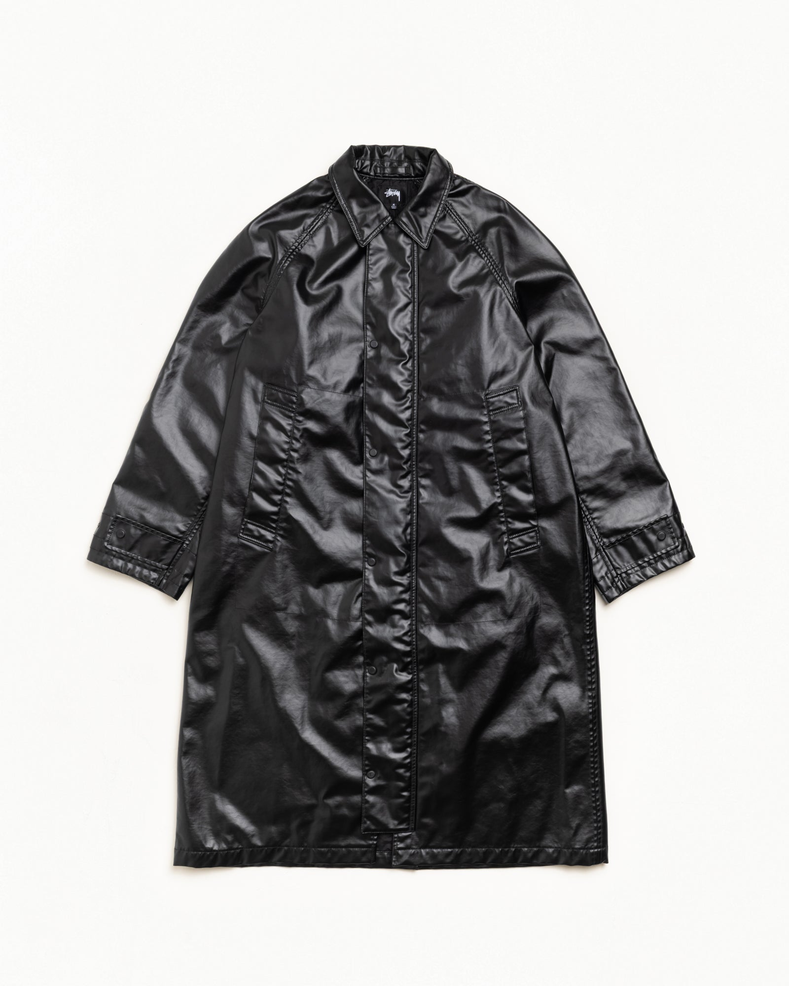 Coated Field Coat Mens Long Sleeve In Black