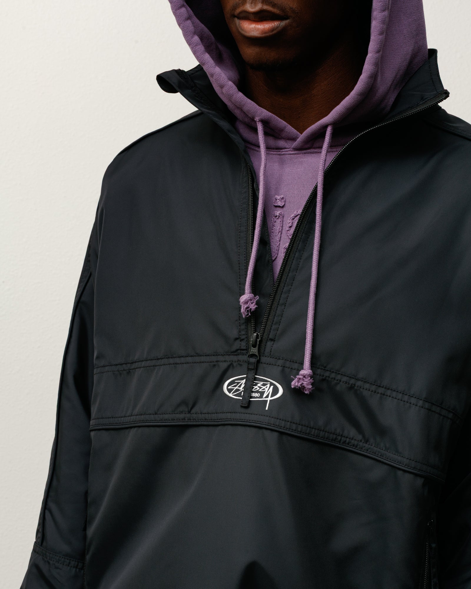 Lightweight Pullover Jacket Mens Long Sleeve In Black