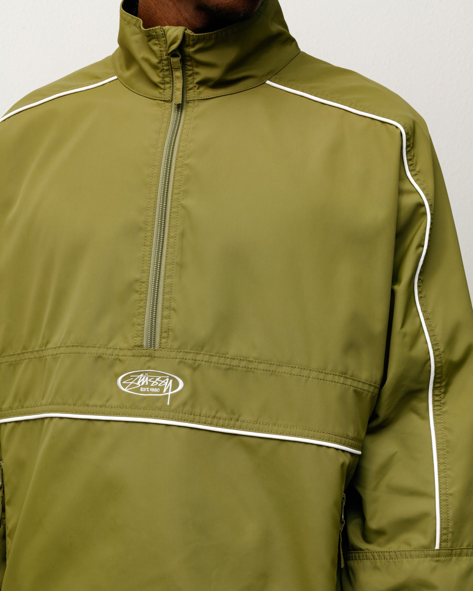 Lightweight Pullover Jacket Mens Long Sleeve In Olive