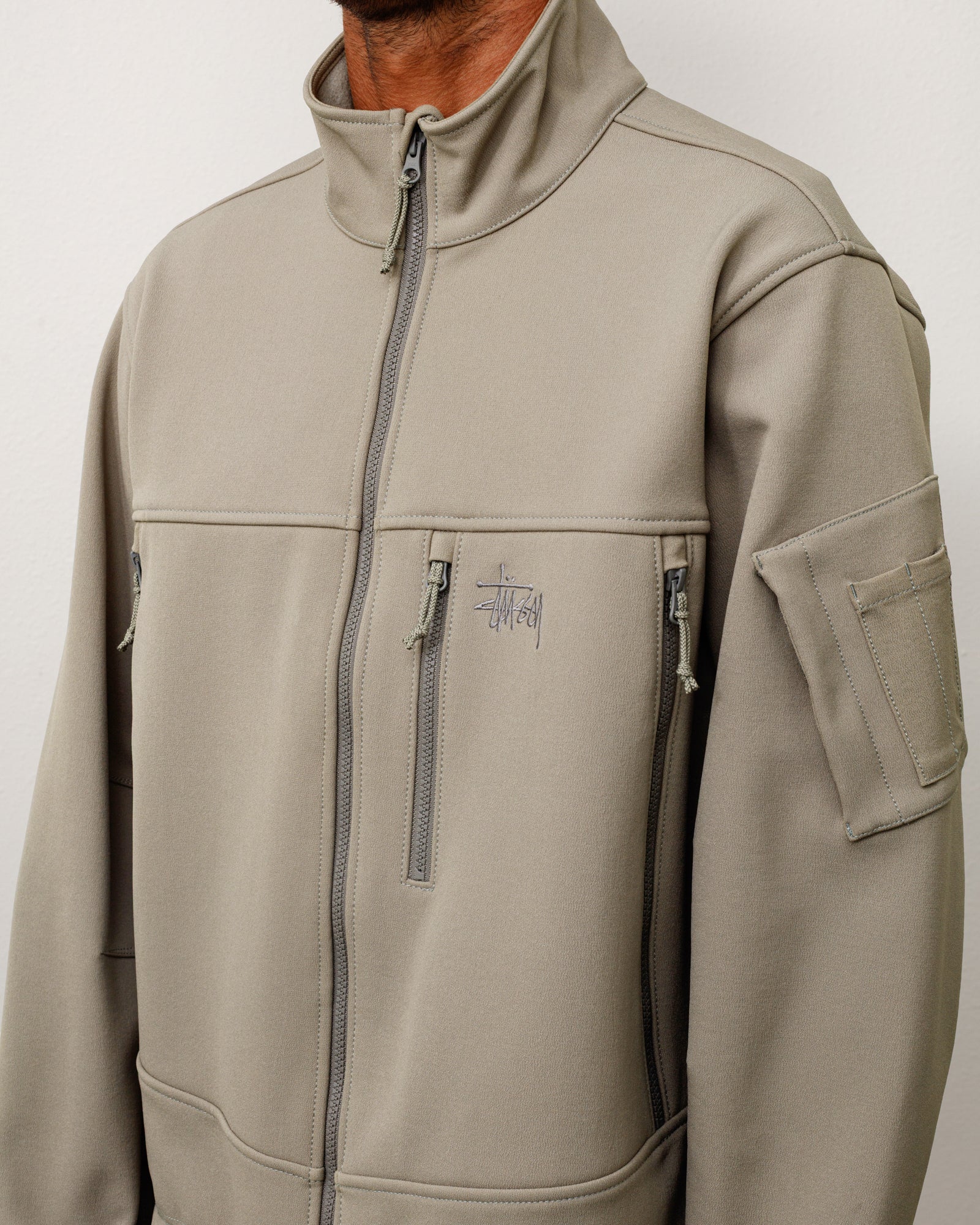 Soft Shell Jacket Unisex Long Sleeve In Moss Grey