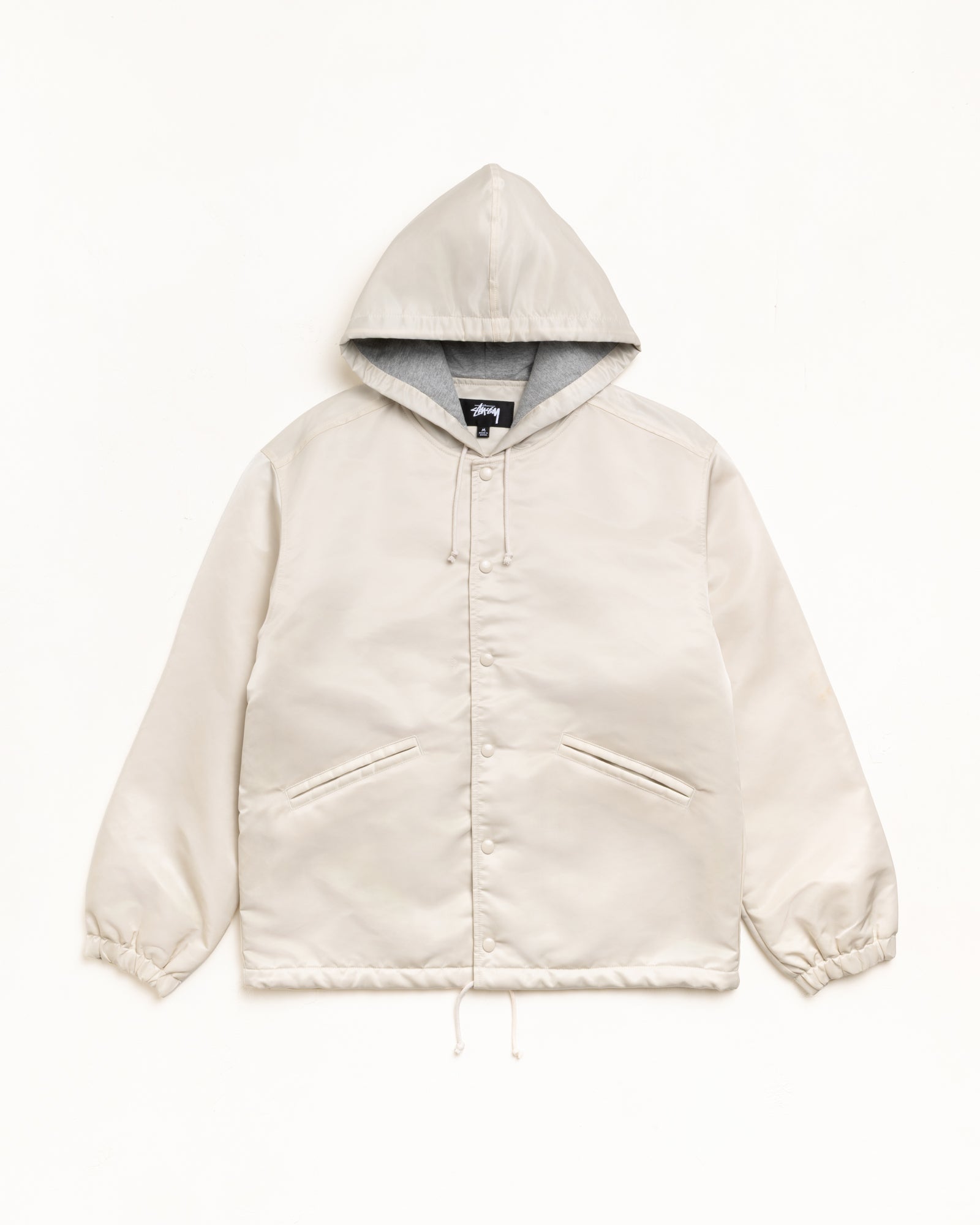 Hooded Coaches Jacket Unisex Long Sleeve In Bone
