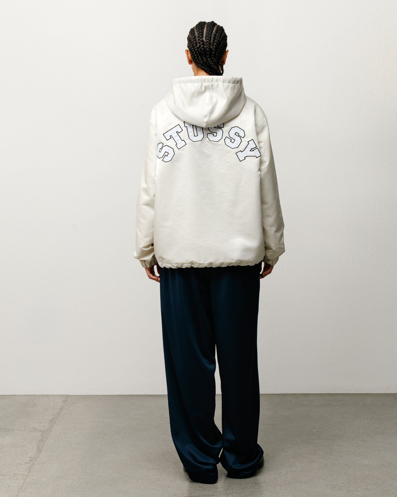 Hooded Coaches Jacket Unisex Long Sleeve In Bone