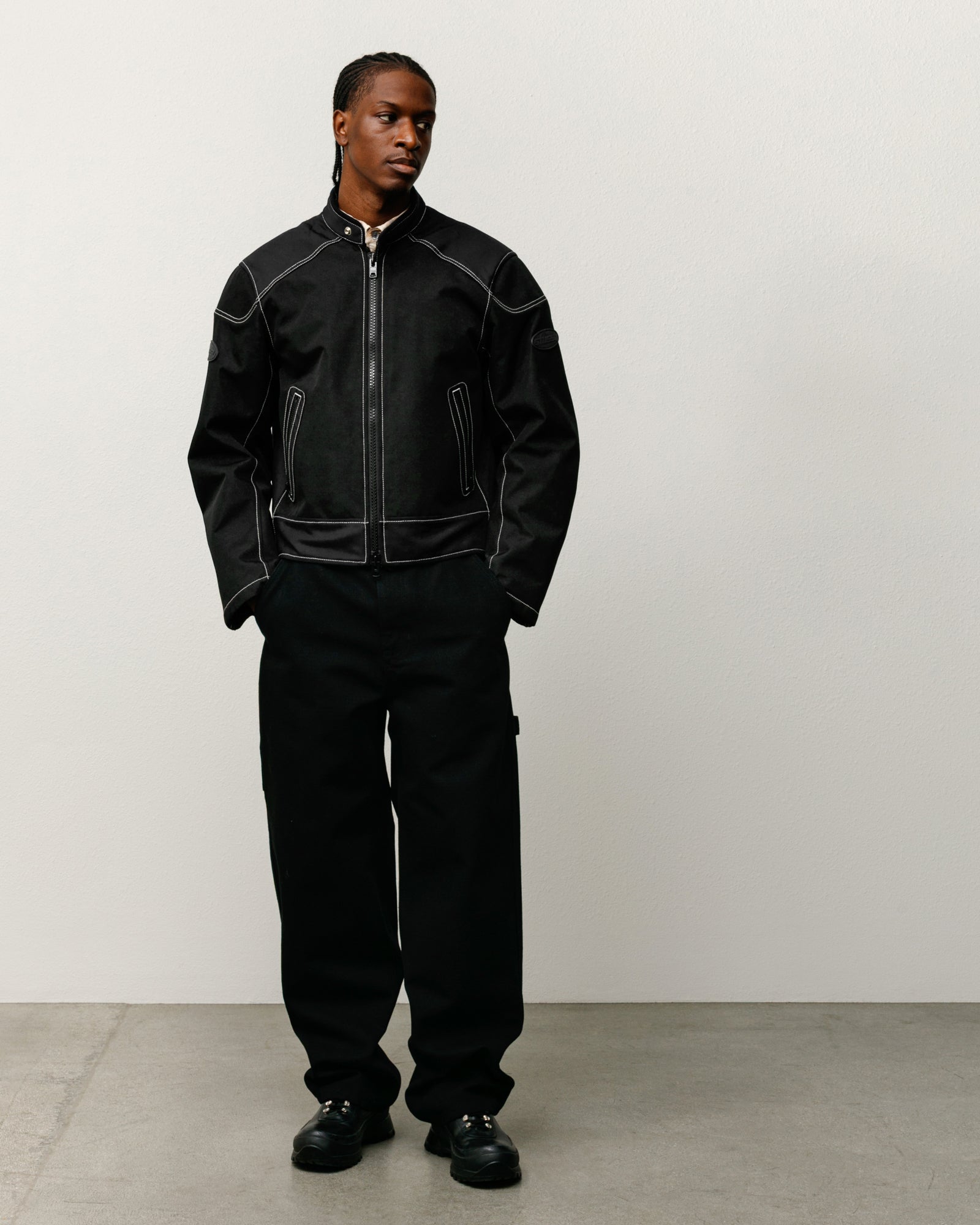 Moto Jacket Mens Long Sleeve In Black