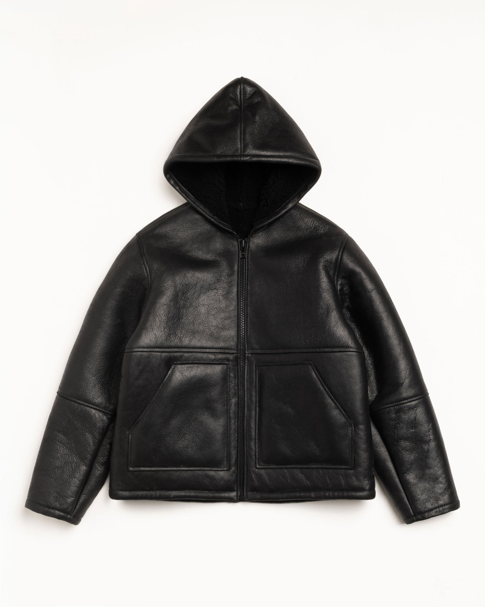 Shearling Hooded Jacket – Black | Outerwear | Stüssy UK