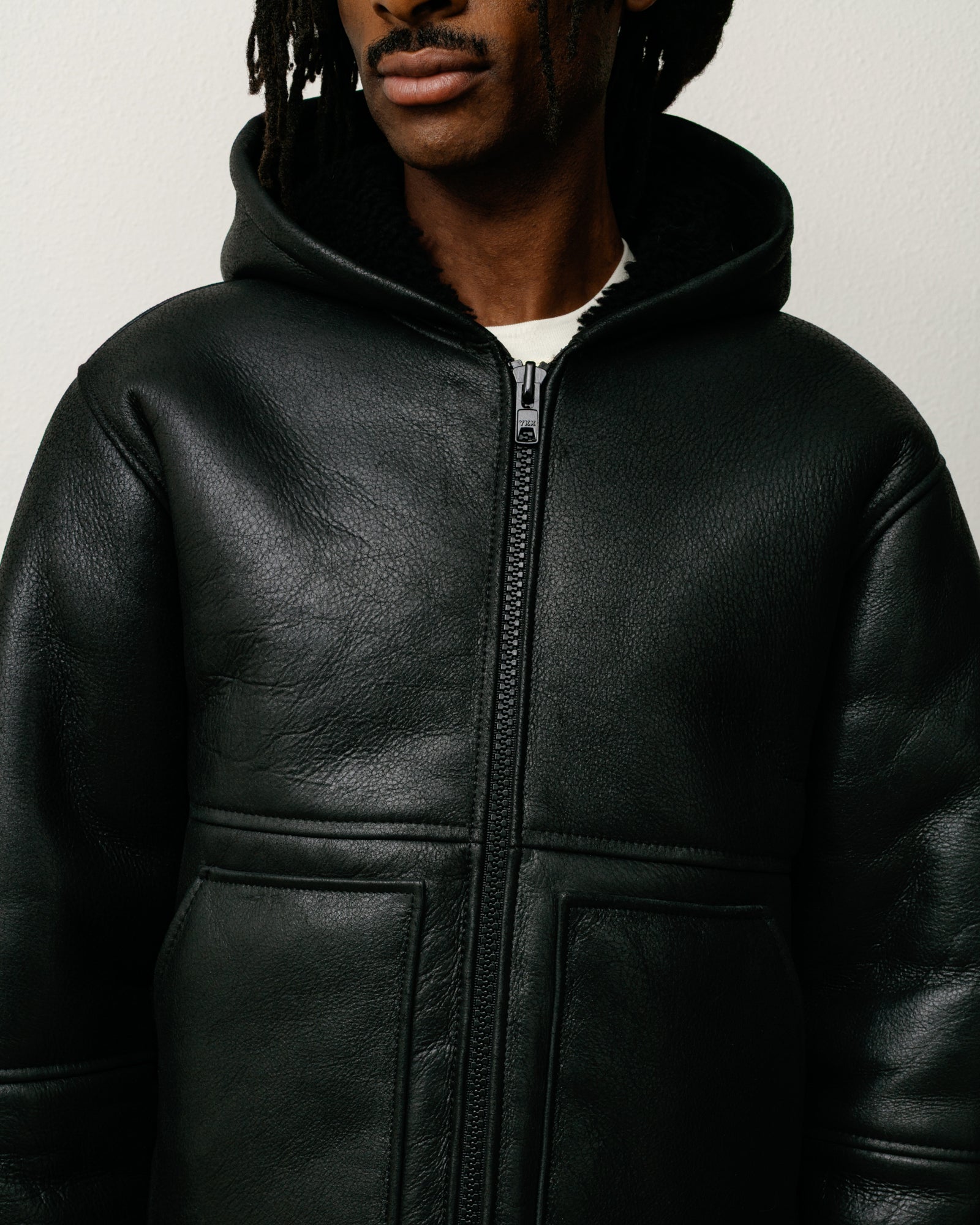 Shearling Hooded Jacket – Black | Outerwear | Stüssy UK