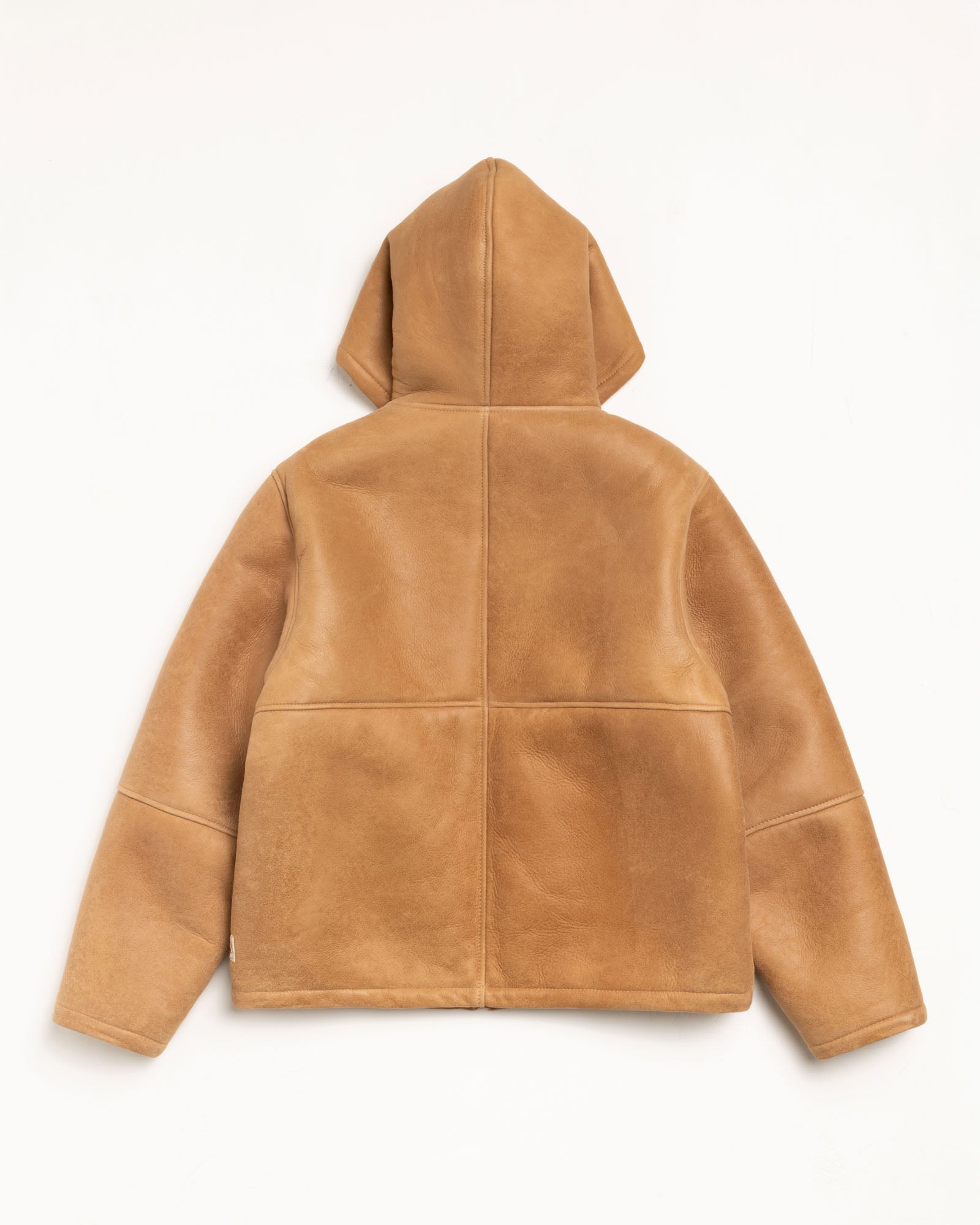 Shearling Hooded Jacket Mens Long Sleeve In Tan