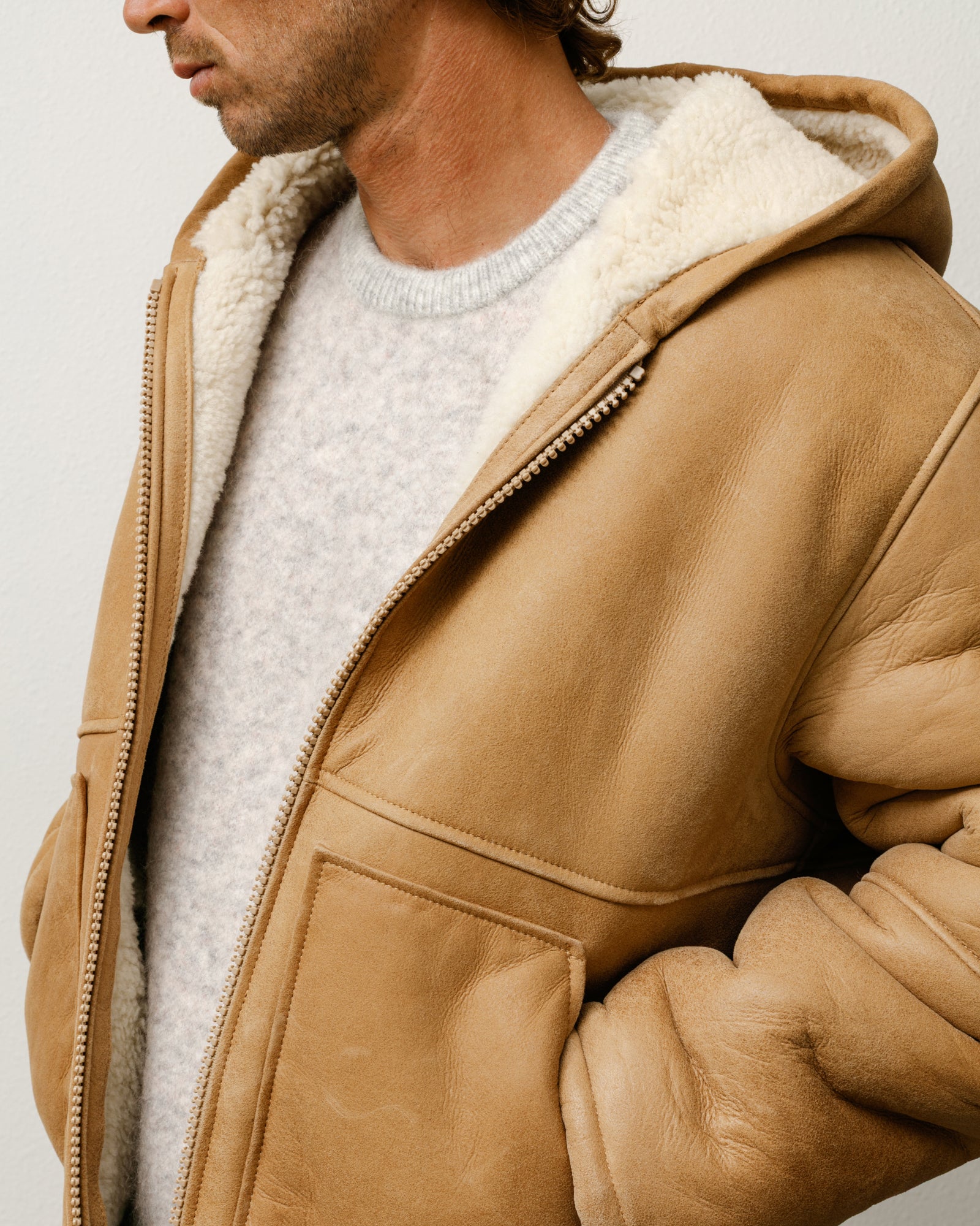 Shearling Hooded Jacket – Tan | Outerwear | Stüssy UK