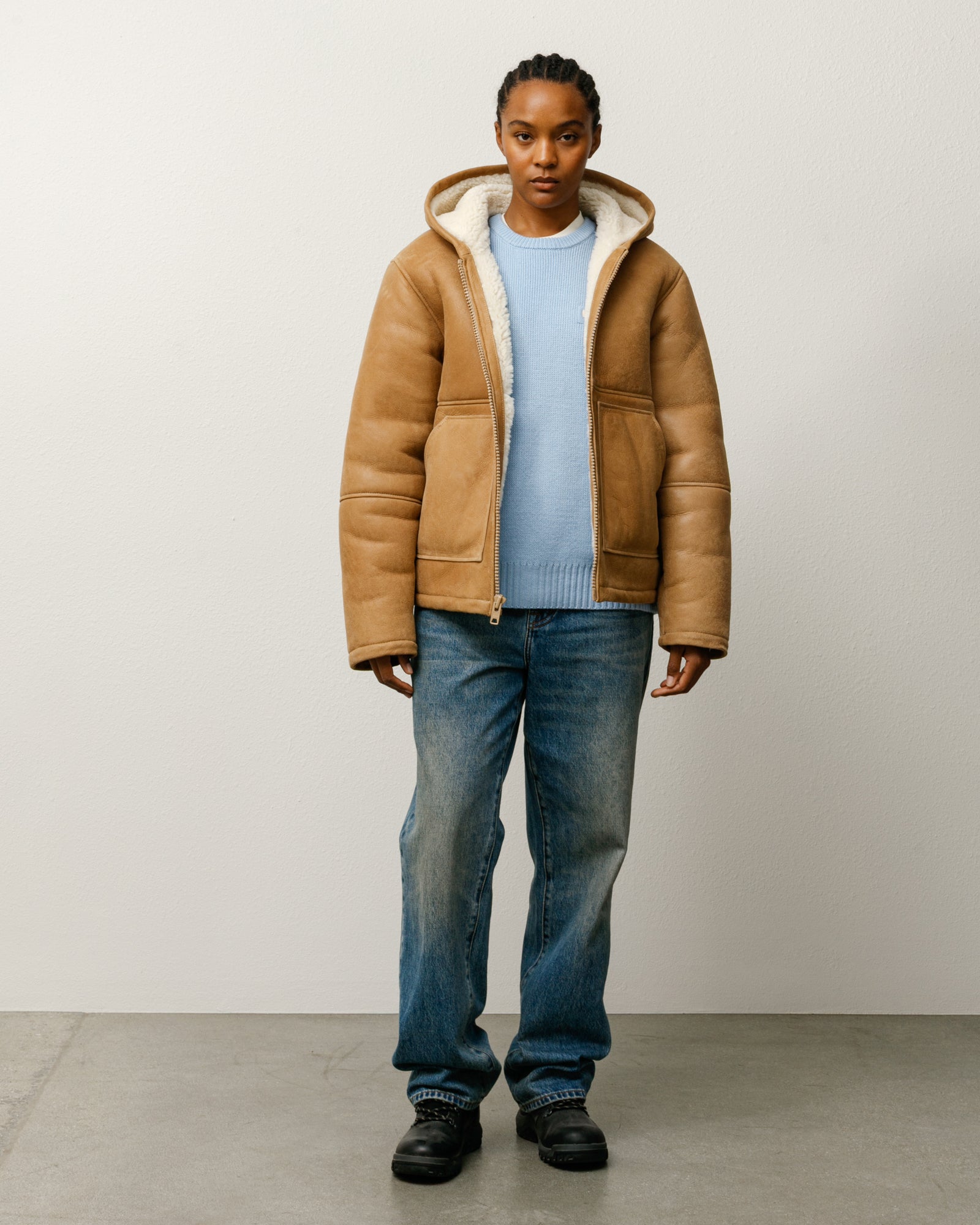 Shearling Hooded Jacket – Tan | Outerwear | Stüssy UK