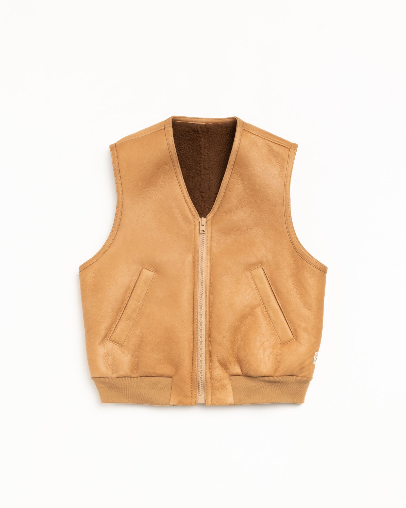 Shearling Vest Mens Sleeveless In Tan