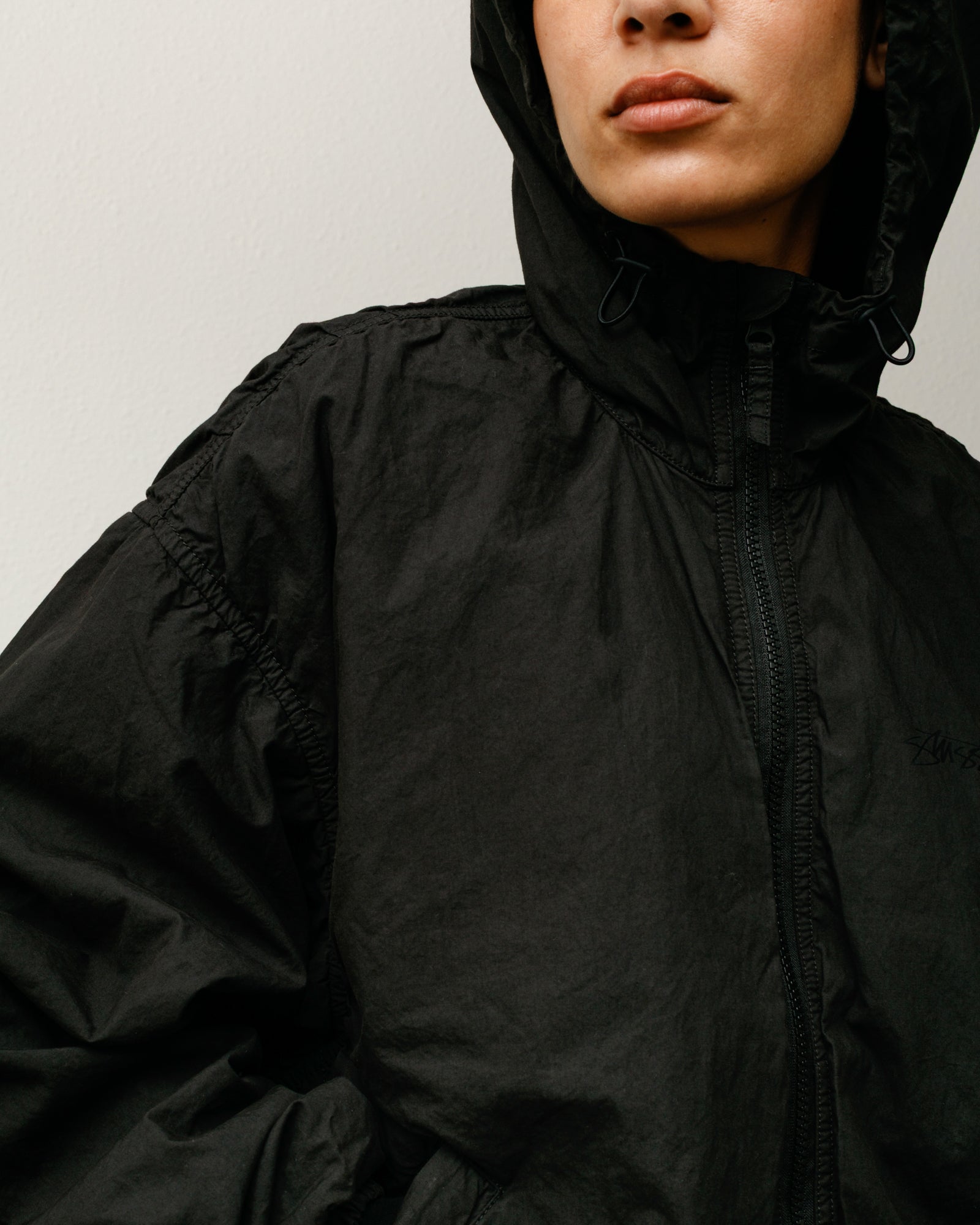 Double Cotton Hooded Jacket – Black | Outerwear | Stüssy UK