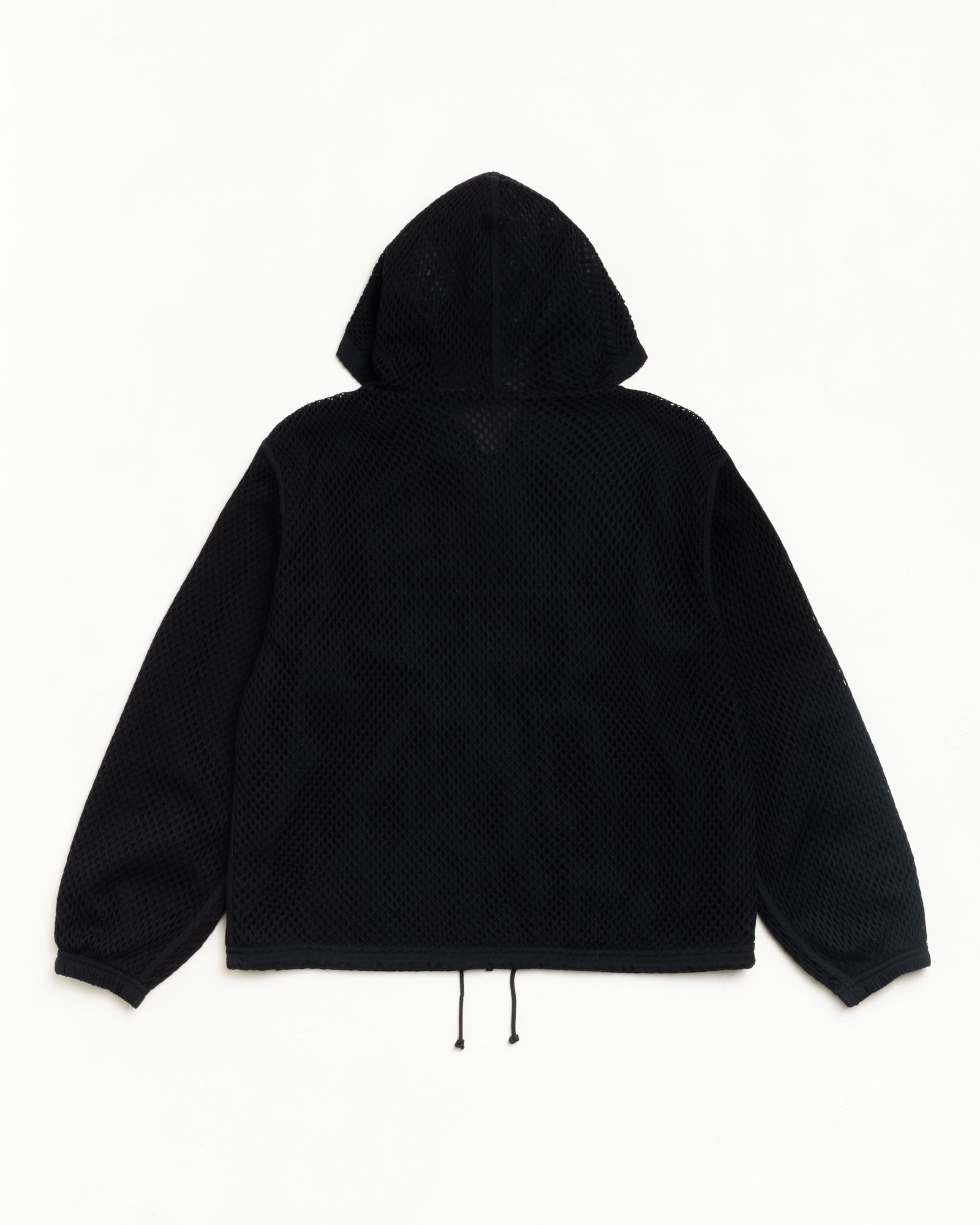 Layered Mesh Hooded Jacket Unisex Long Sleeve In Black