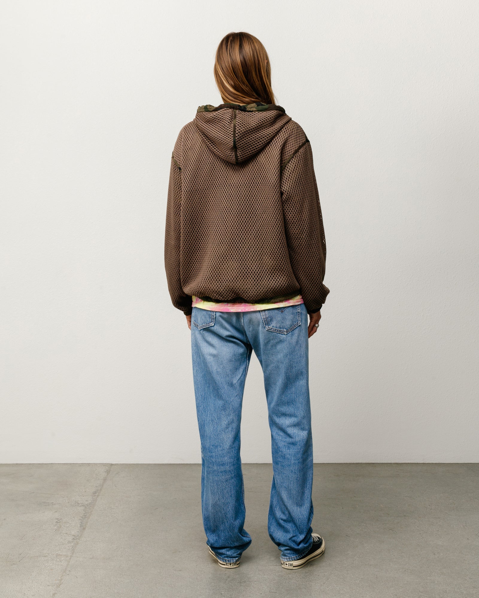 Layered Mesh Hooded Jacket Unisex Long Sleeve In Woodland Camo