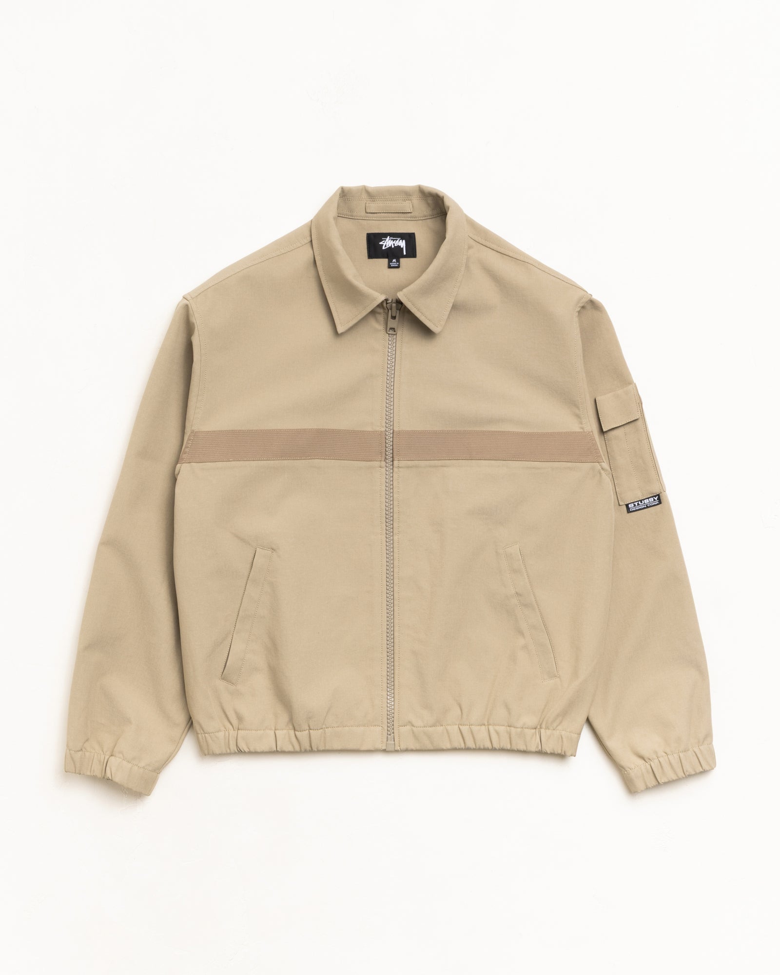 Mechanic Jacket Unisex Long Sleeve In Khaki With Zip Front And Elastic Hem