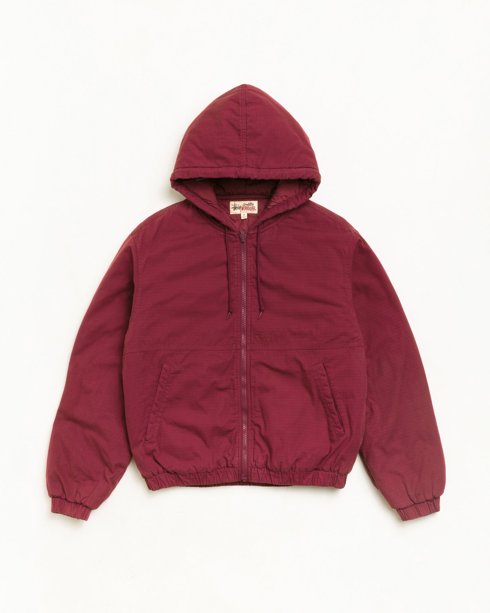 Work Jacket Ripstop Unisex Long Sleeve In Burgundy