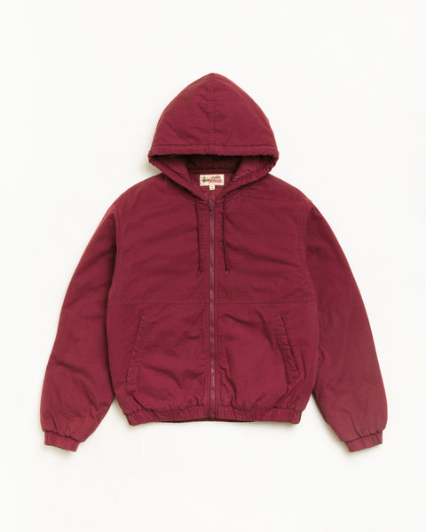 Work Jacket Ripstop Unisex Long Sleeve In Burgundy