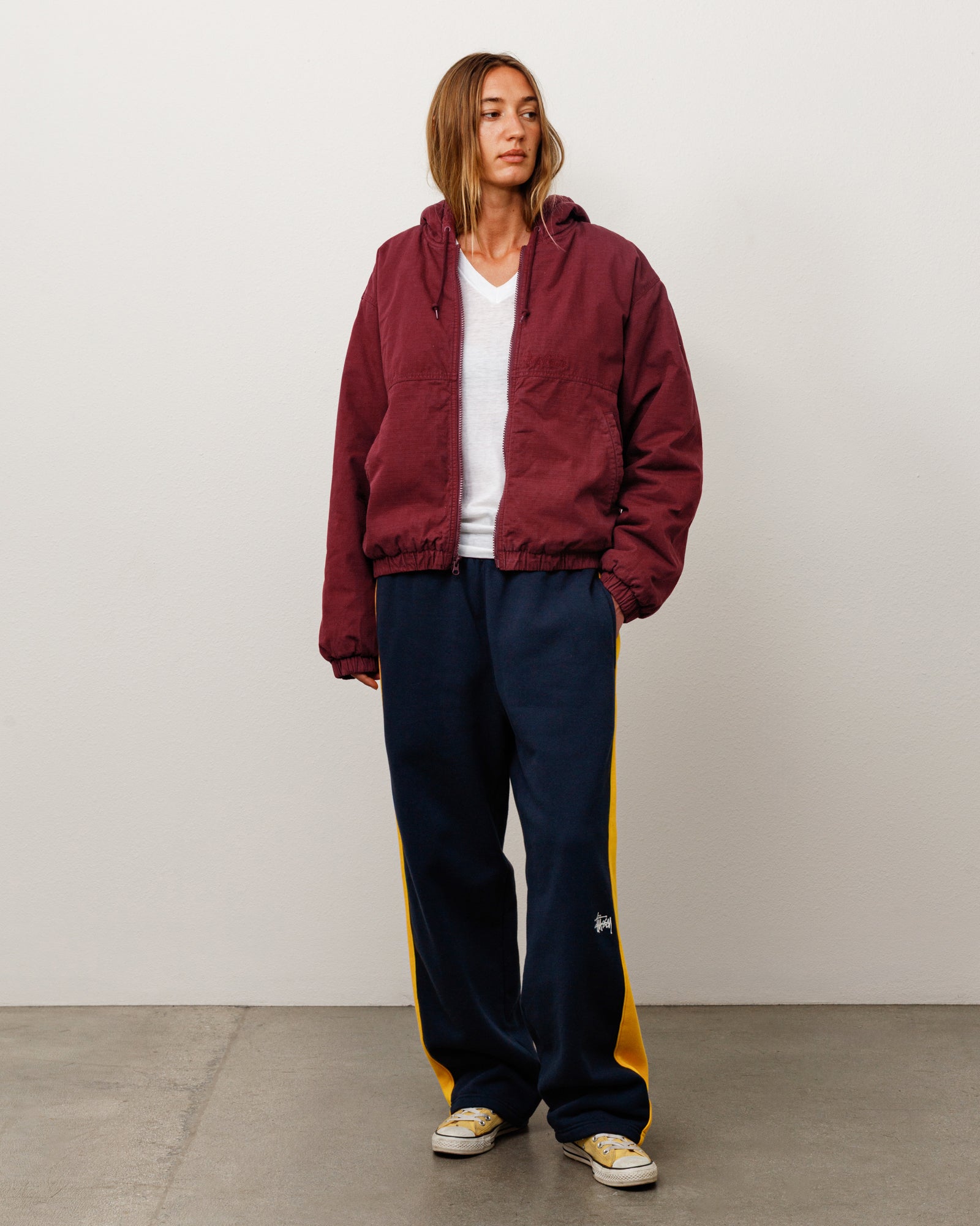 Work Jacket Ripstop Unisex Long Sleeve In Burgundy