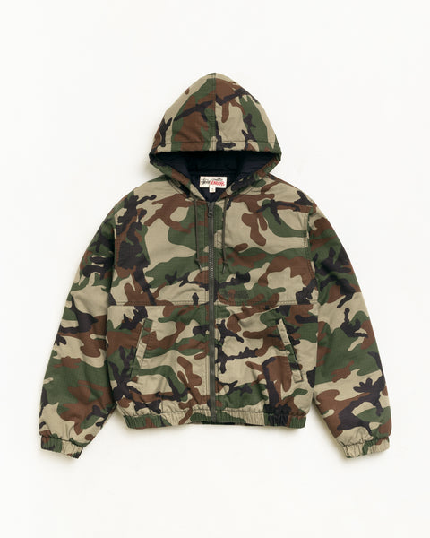 Work Jacket Ripstop Unisex Long Sleeve In Woodland Camo