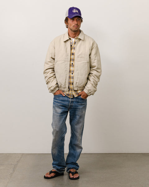 Nyco Collared Work Jacket Unisex Long Sleeve In Sand