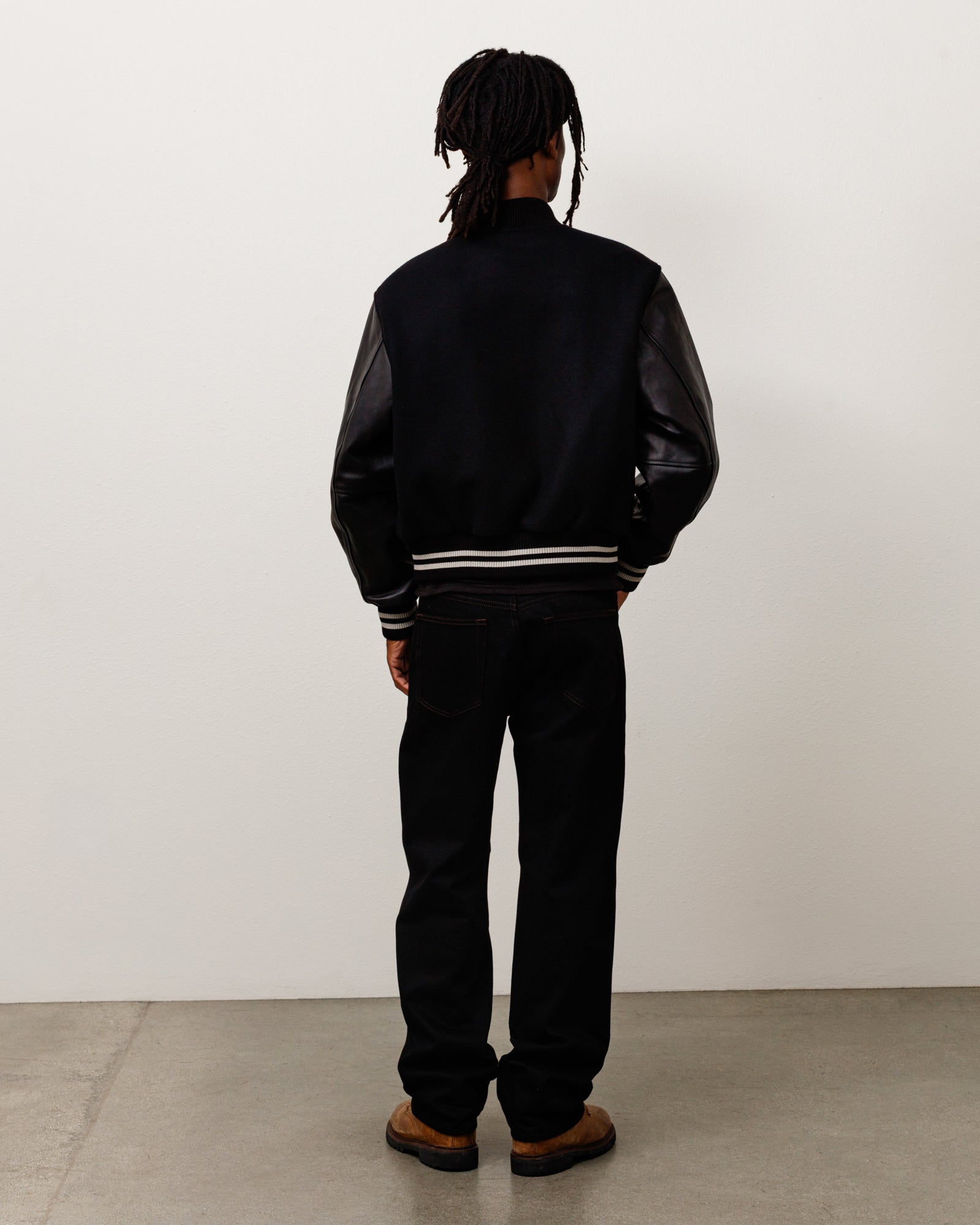 Wool Varsity Unisex Long Sleeve In Black