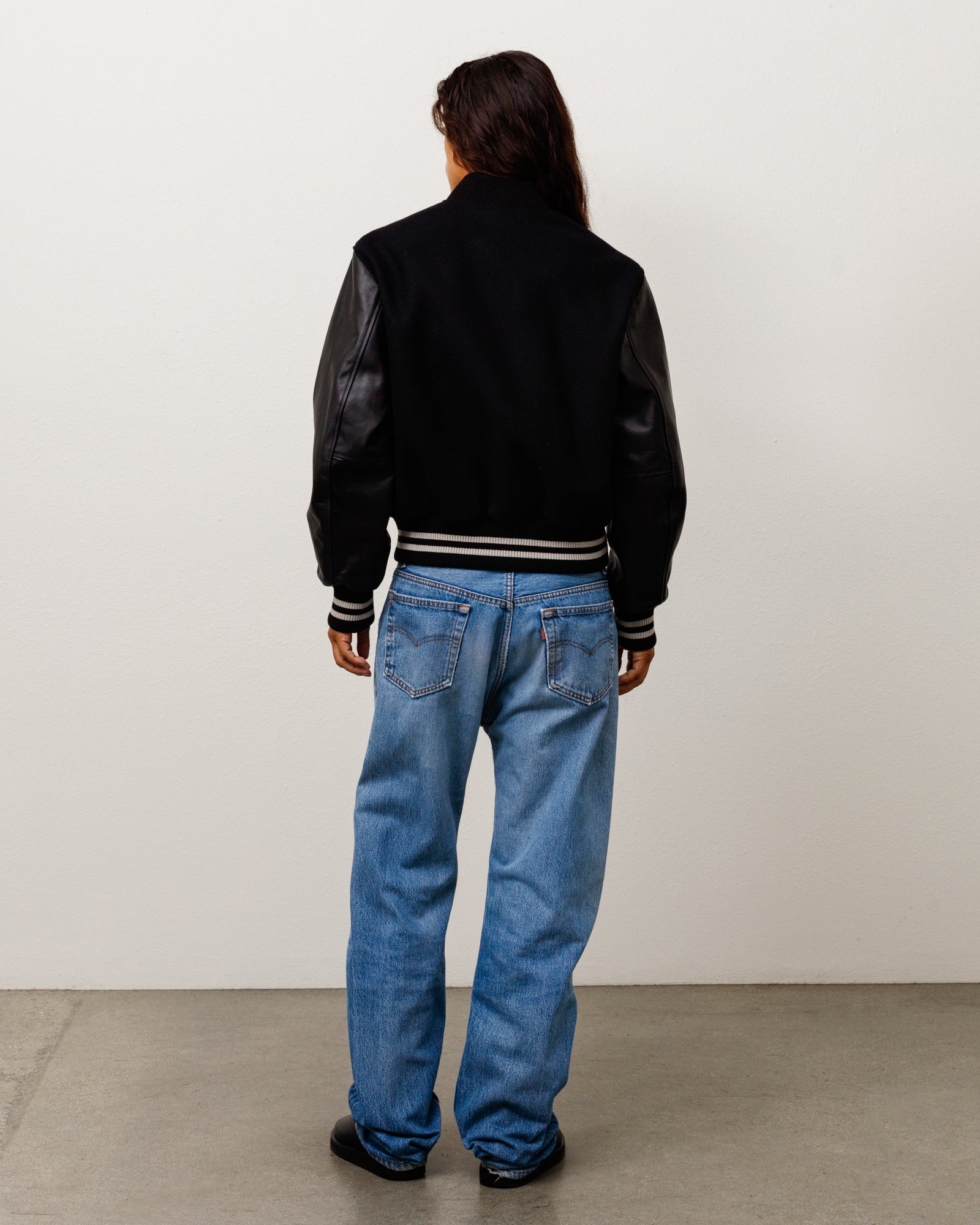 Wool Varsity Unisex Long Sleeve In Black
