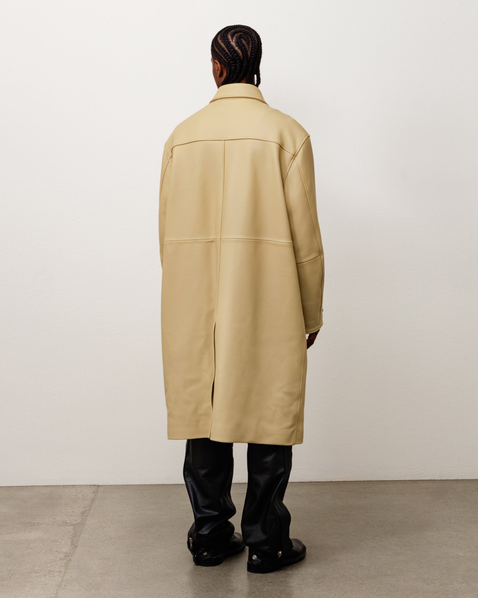 Leather Duster Unisex Long Sleeve In Sand