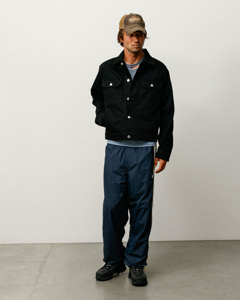 Trucker Denim Unisex Long Sleeve In Raw Black Contrast Stitch