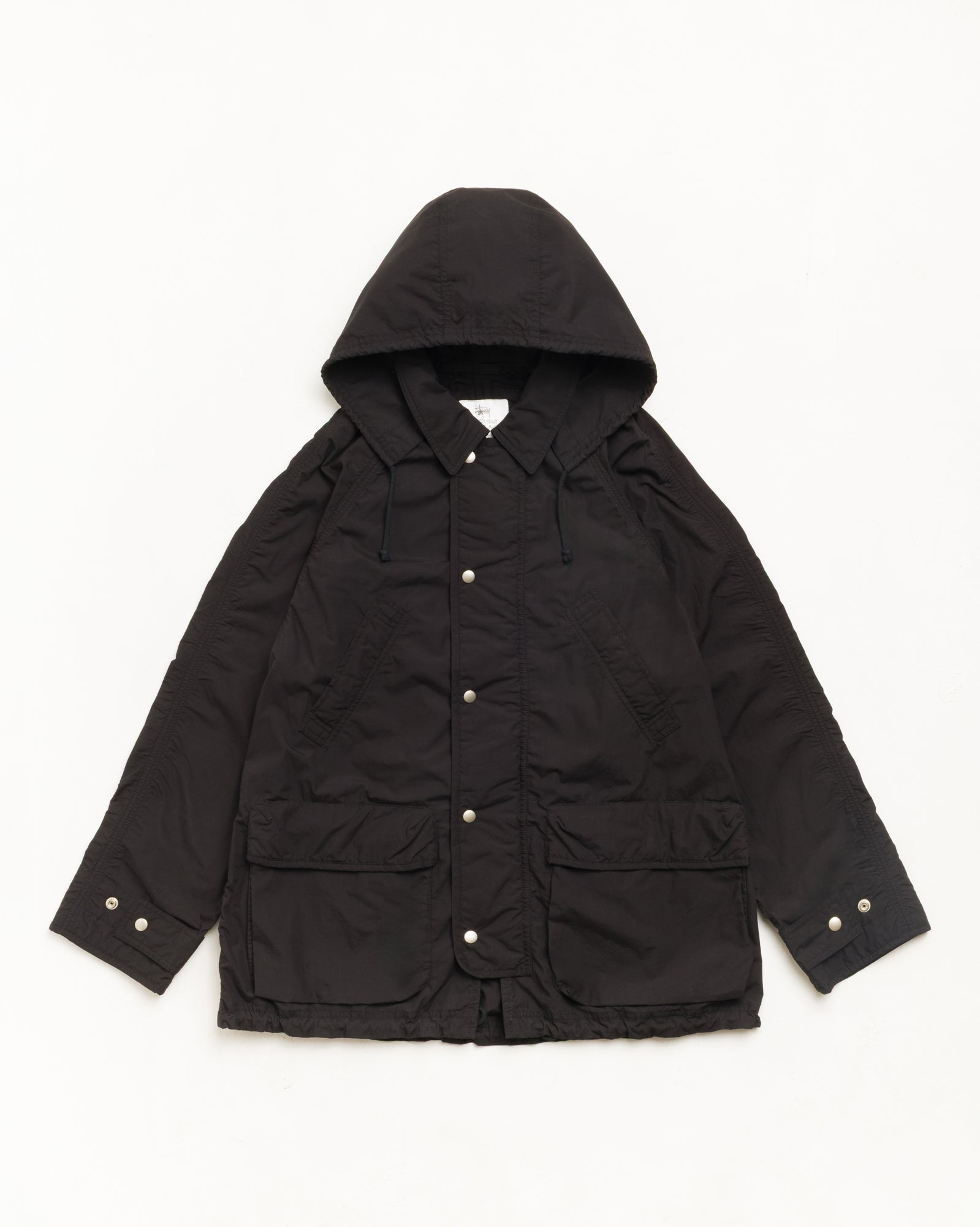 Lt Wt Long Coat Unisex Long Sleeve In Black