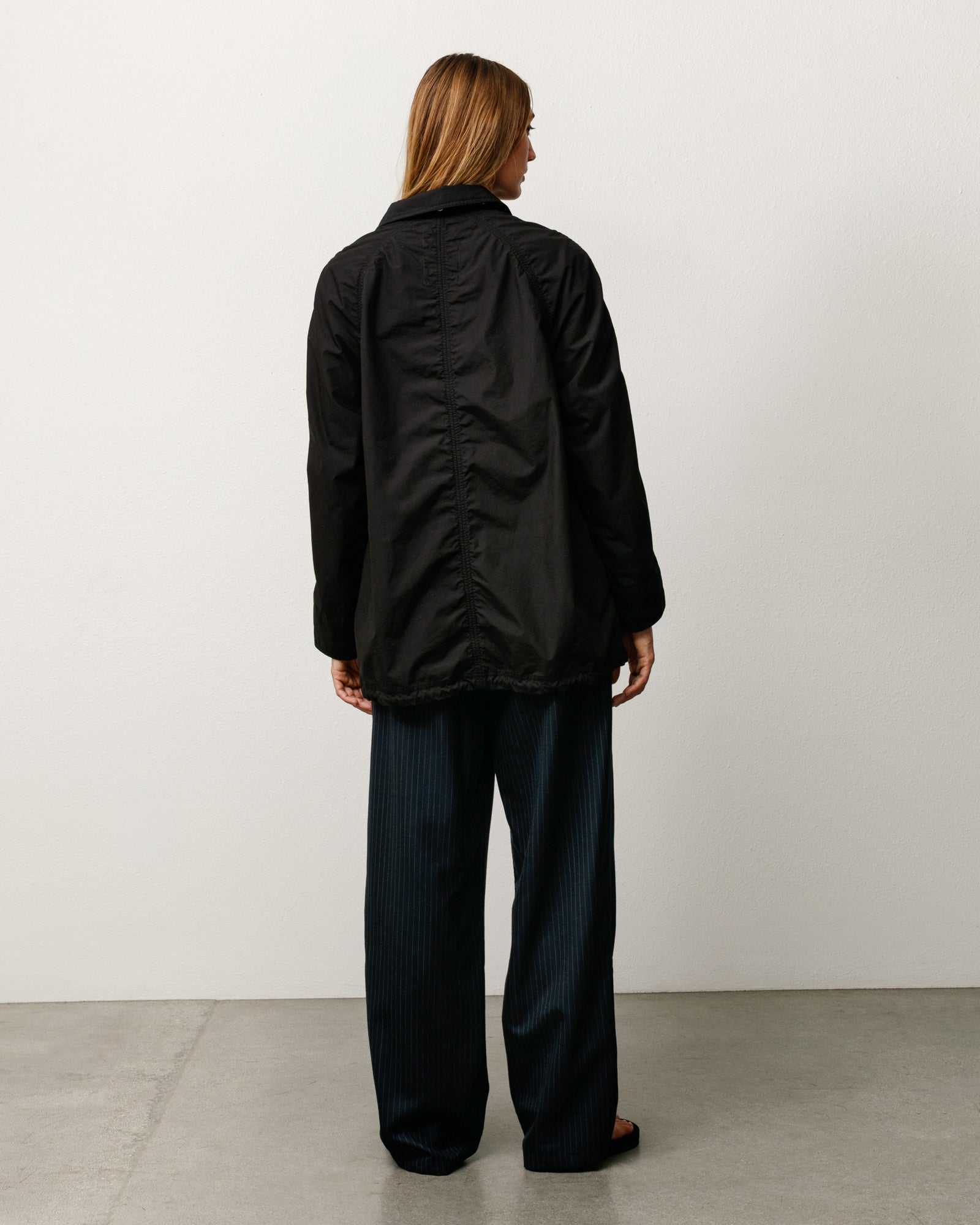 Lt Wt Long Coat Unisex Long Sleeve In Black