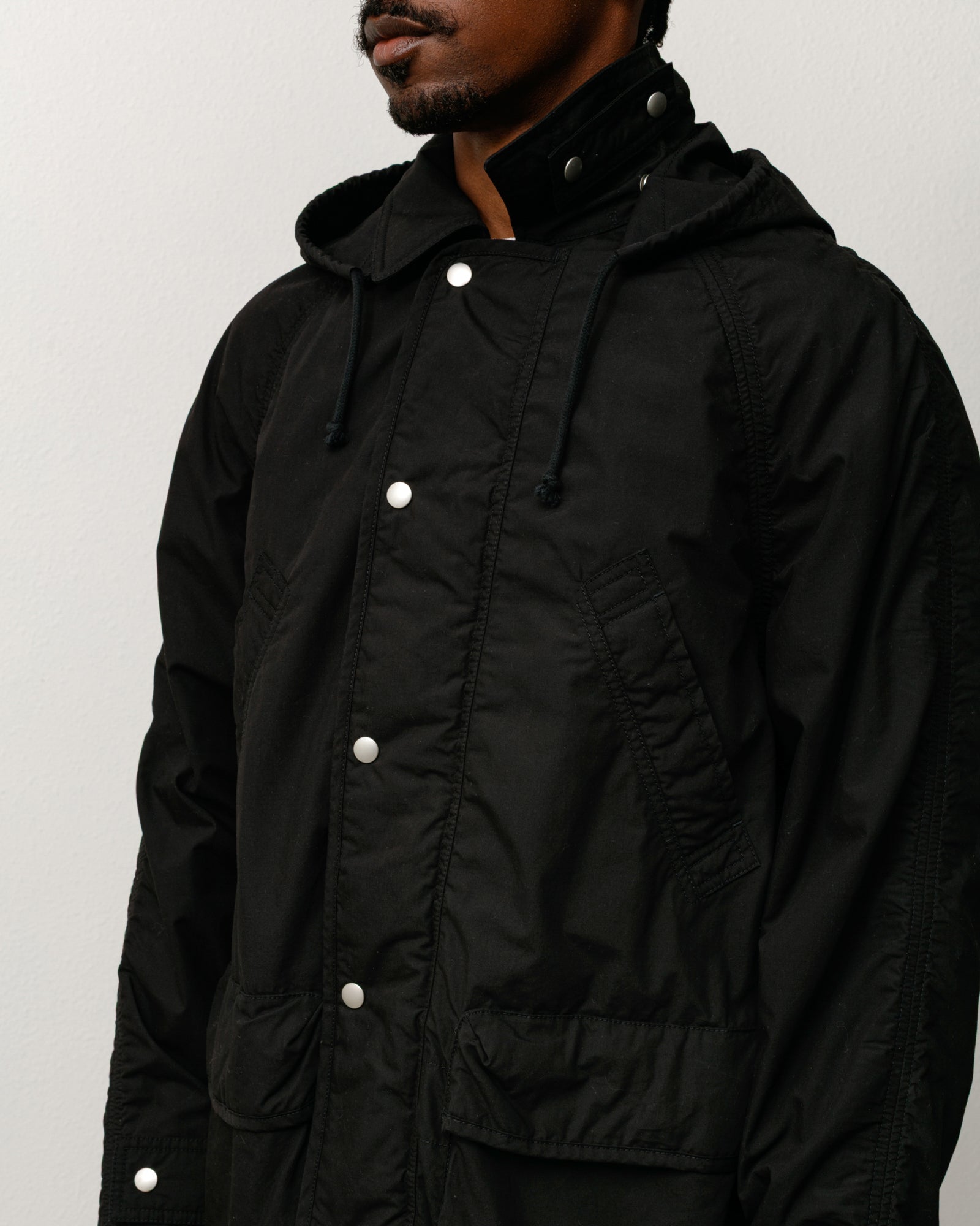 Lt Wt Long Coat Unisex Long Sleeve In Black