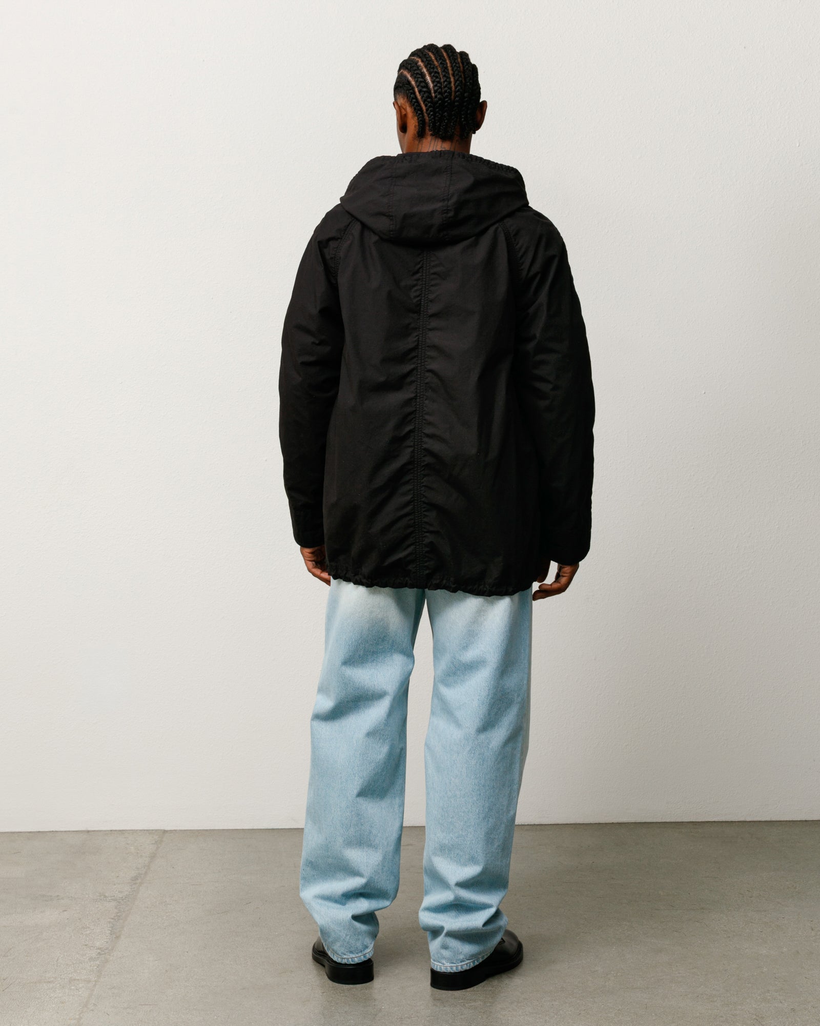 Lt Wt Long Coat Unisex Long Sleeve In Black