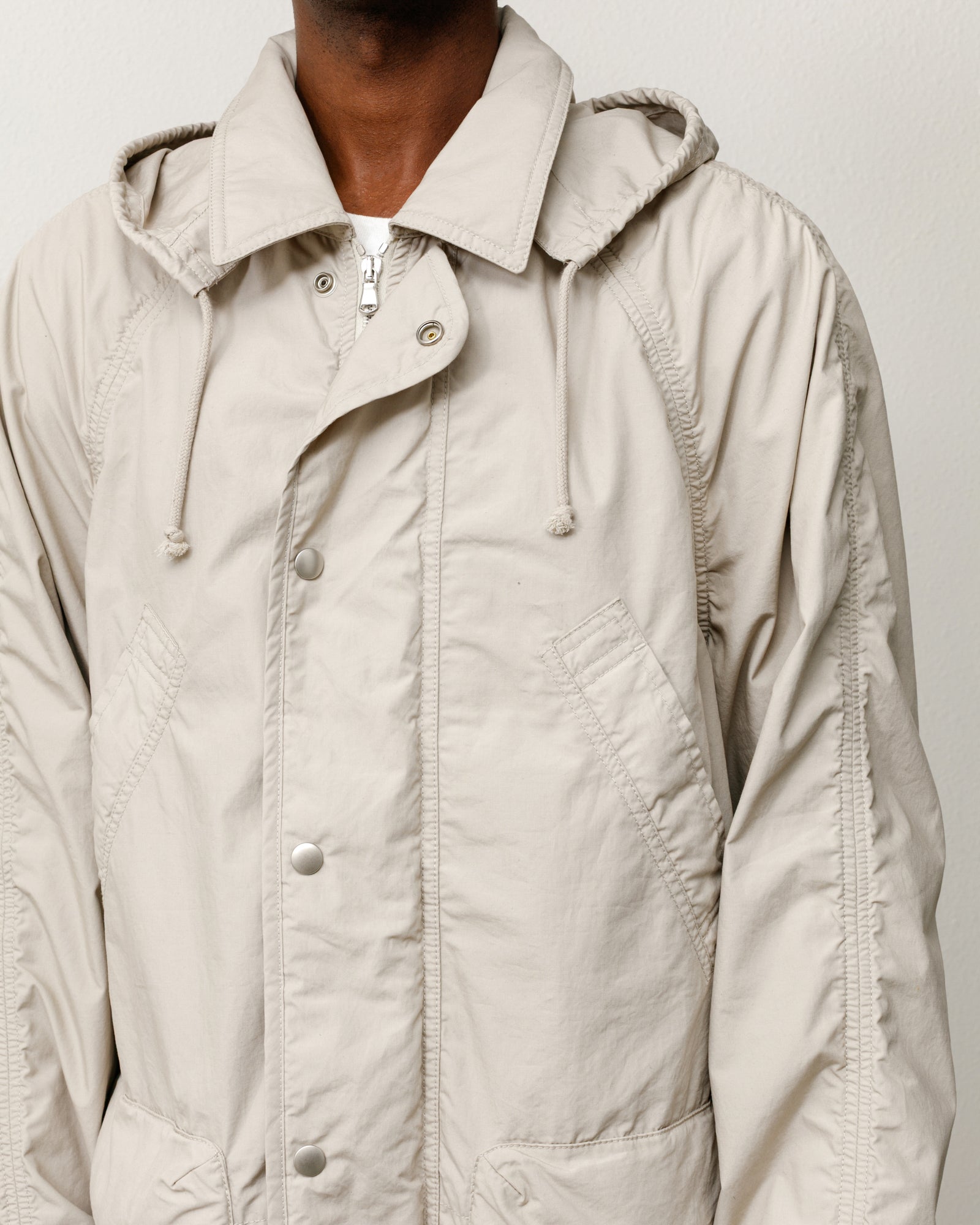 Lt Wt Long Coat Unisex Long Sleeve In Stone