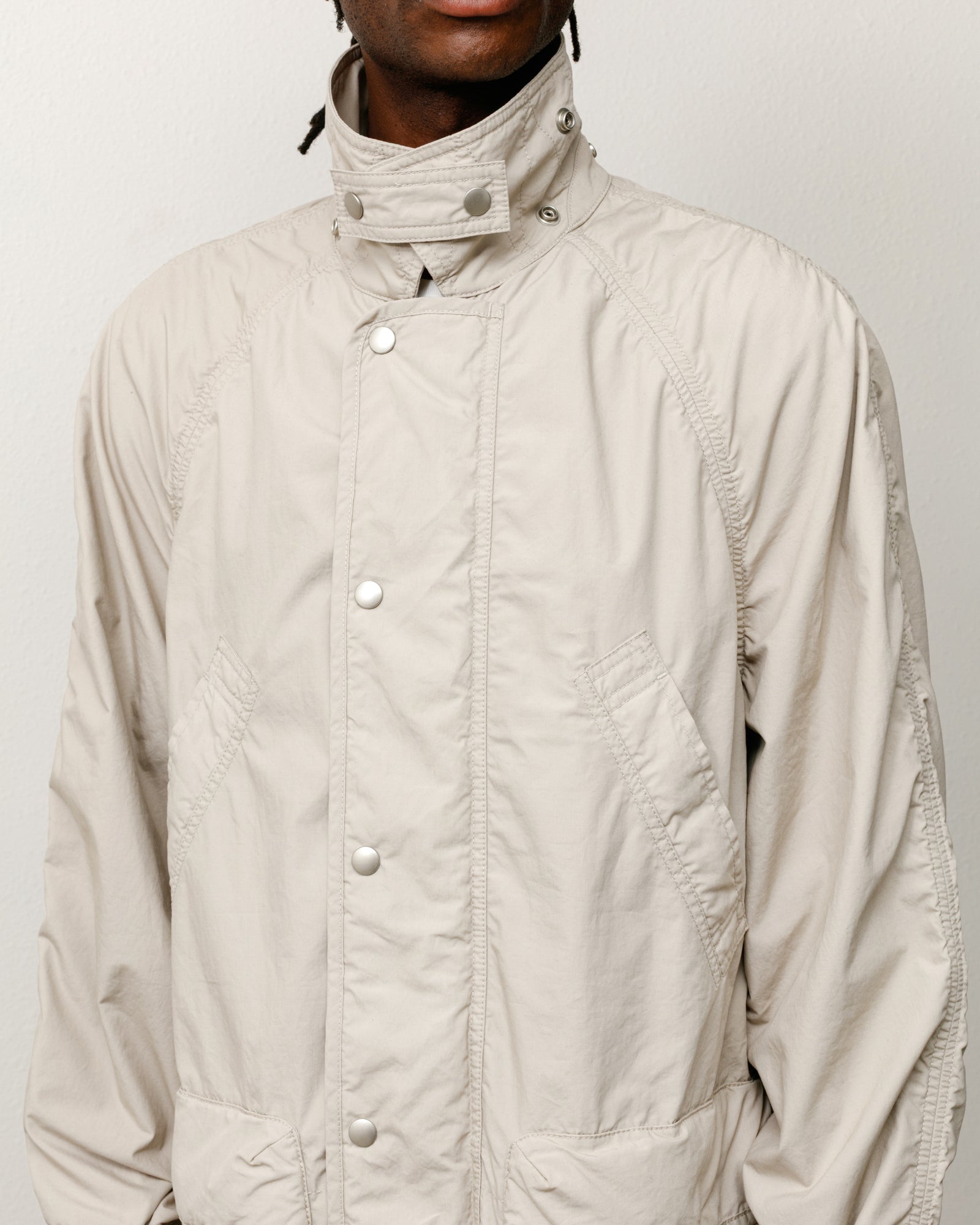 Lt Wt Long Coat Unisex Long Sleeve In Stone