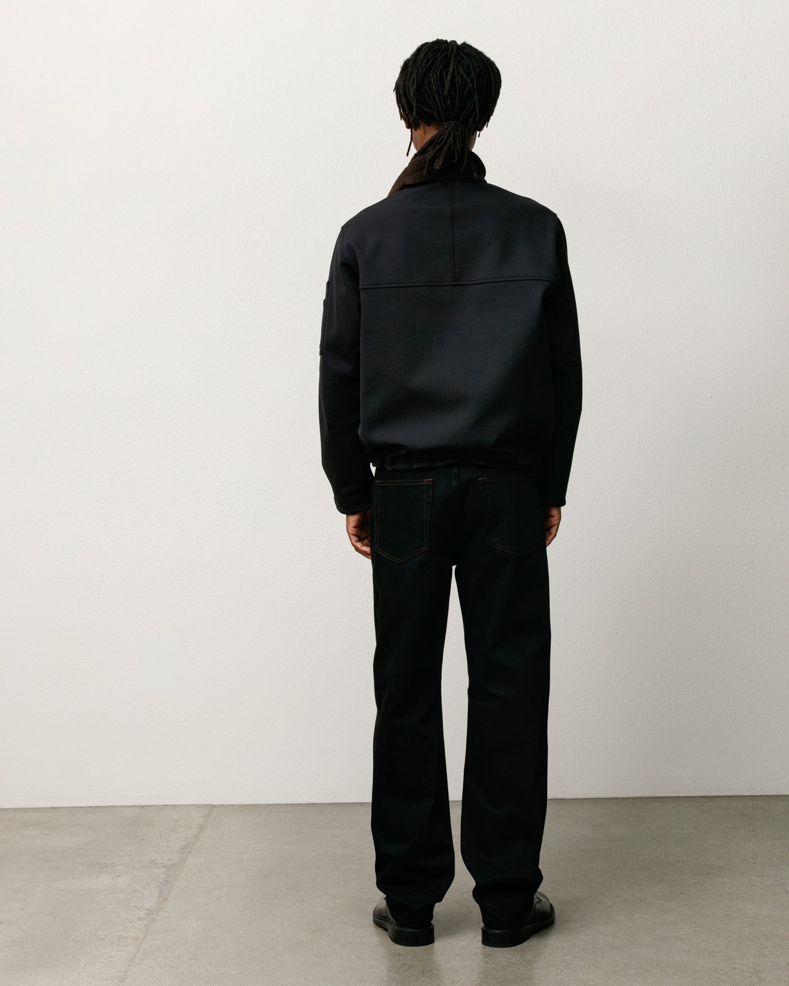 New Classic Jean Denim Unisex In Raw Black Contrast Stitch