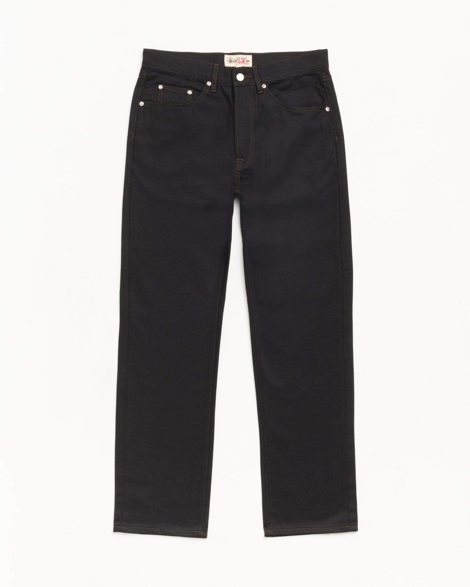 Slim Jean Denim Unisex In Raw Black Contrast Stitch