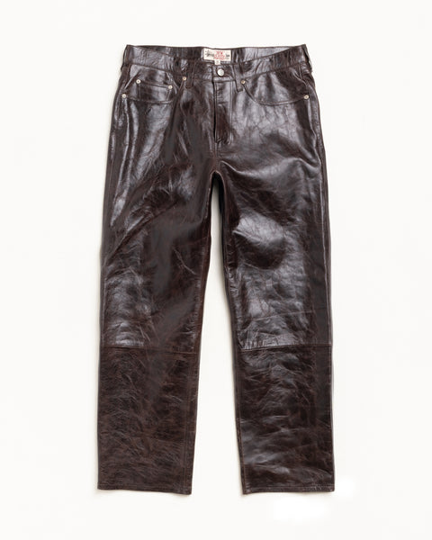 New Classic Jeans Leather Mens Regular In Dark Brown