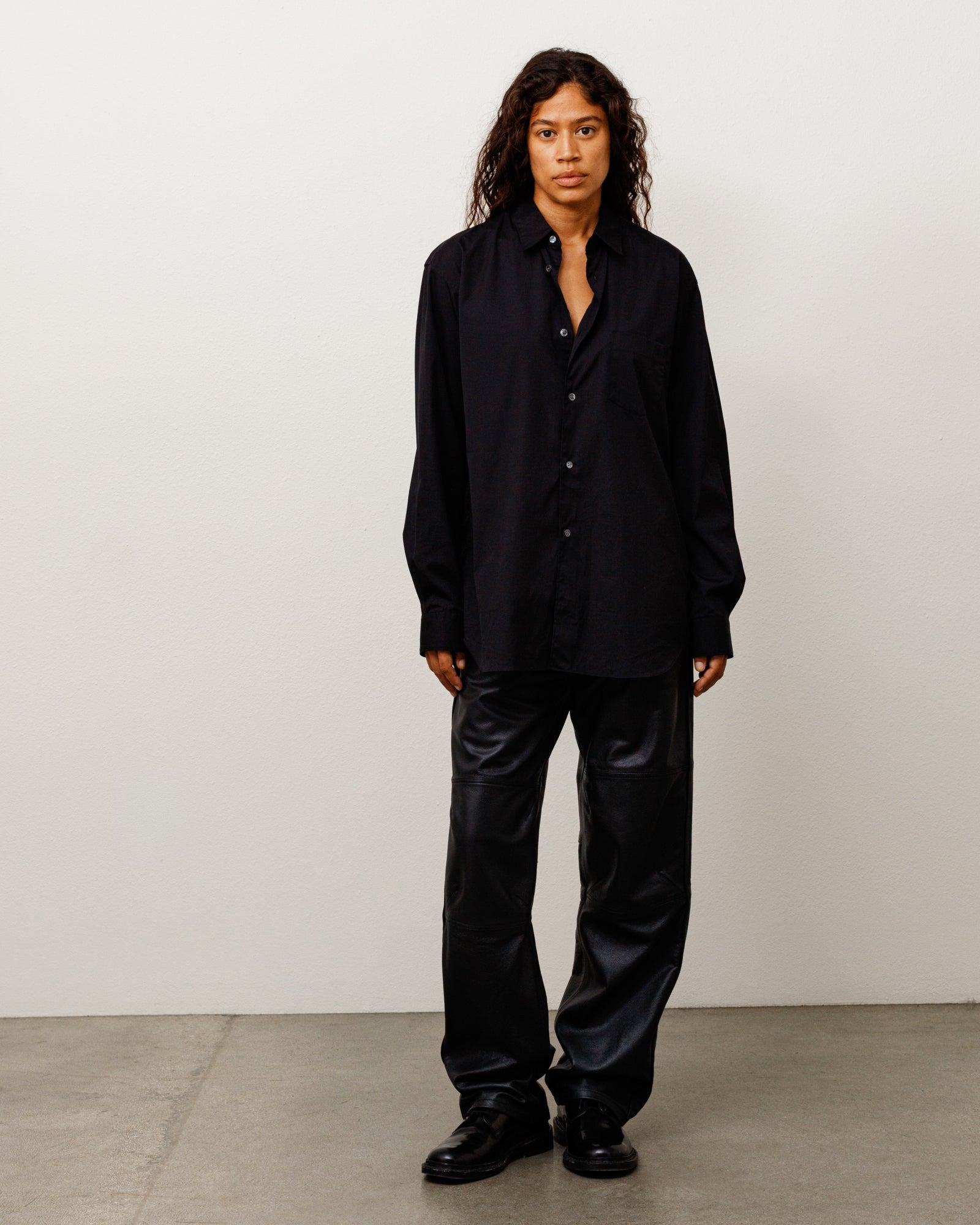 Leather Moto Pants Unisex Regular In Black