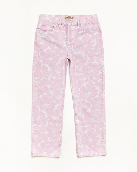 Printed Denim New Classic Jean Unisex Regular In Pink Hawaiian
