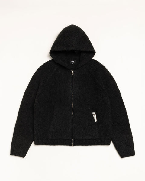 Chunky Sweater Zip Hood Mens Long Sleeve In Black