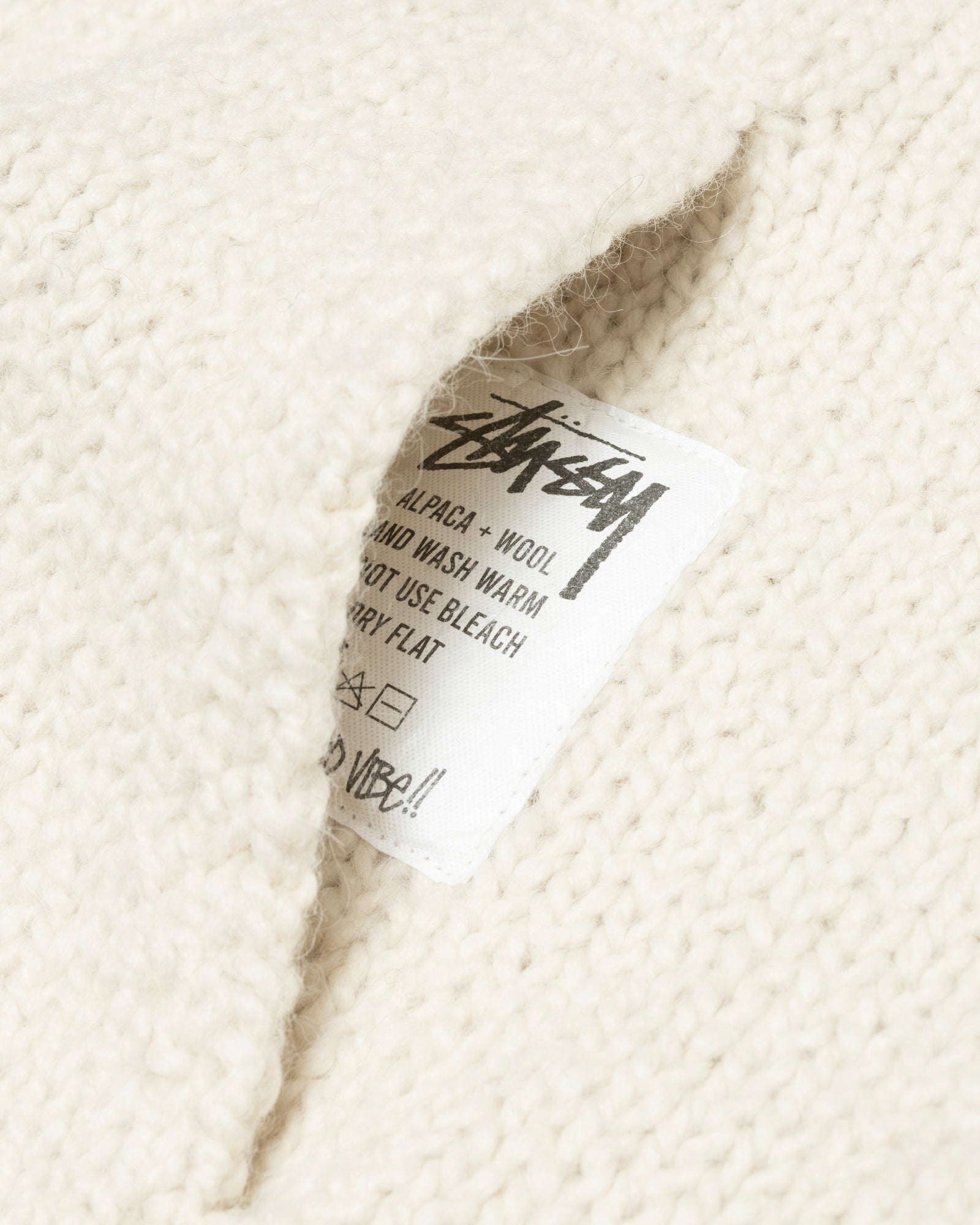 Stüssy Chunky Knit Zip Hoodie Ivory Sweats