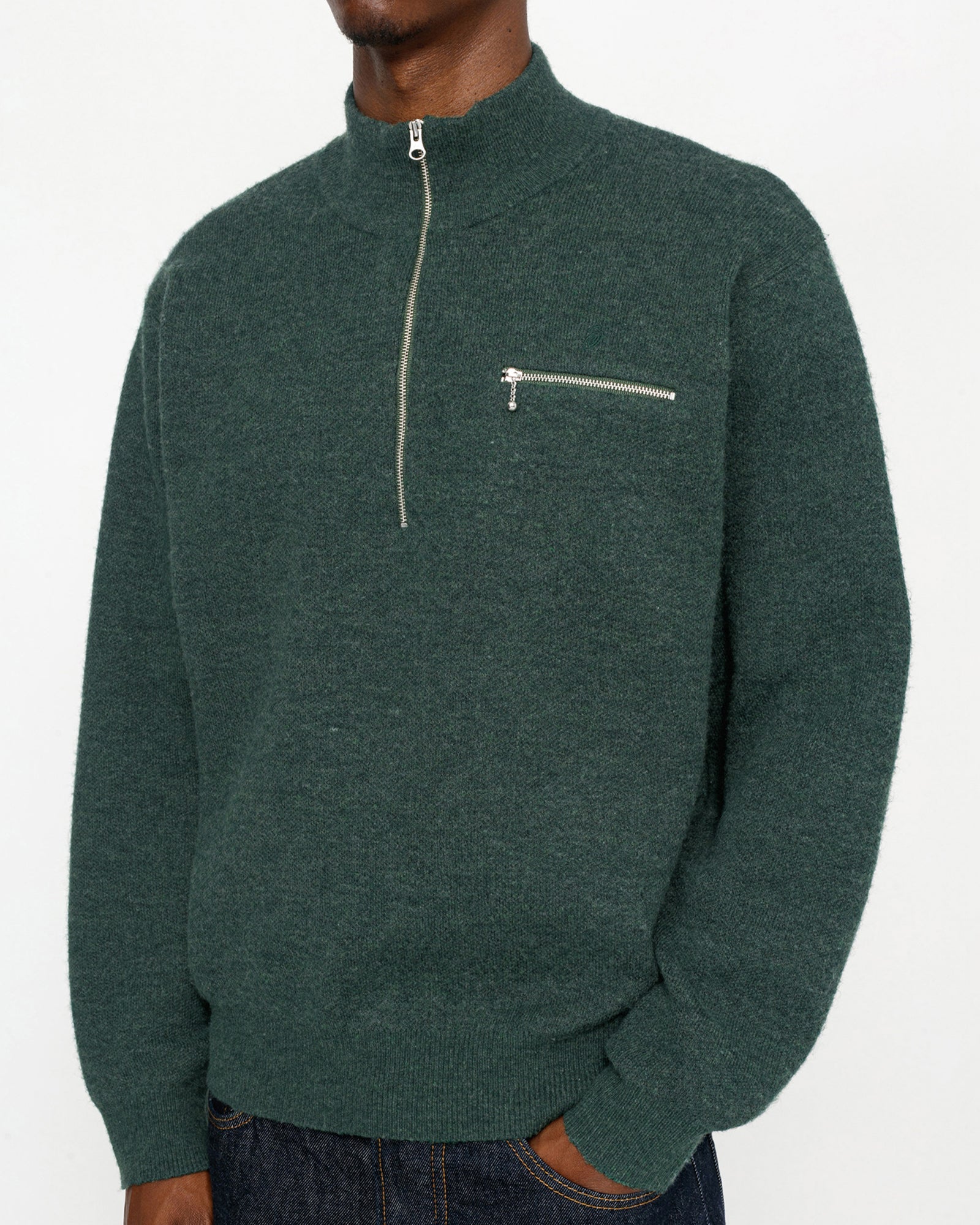 HALF ZIP MOCK NECK SWEATER