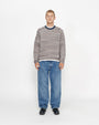 TEXTURED KNIT CONTRAST COLLAR CREW