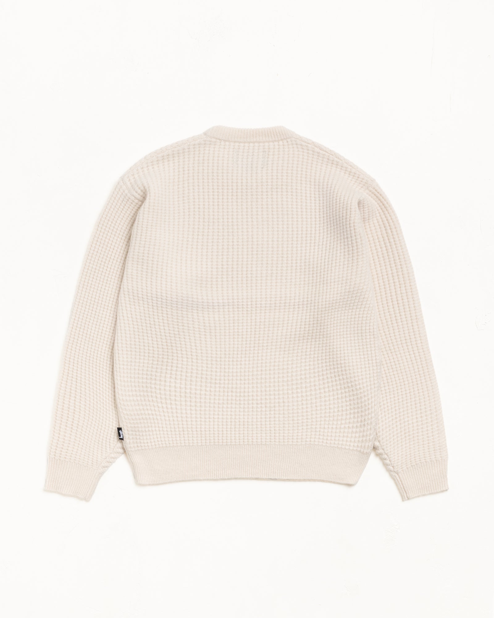 Waffle Cashmere Sweater Mens Long Sleeve In Natural